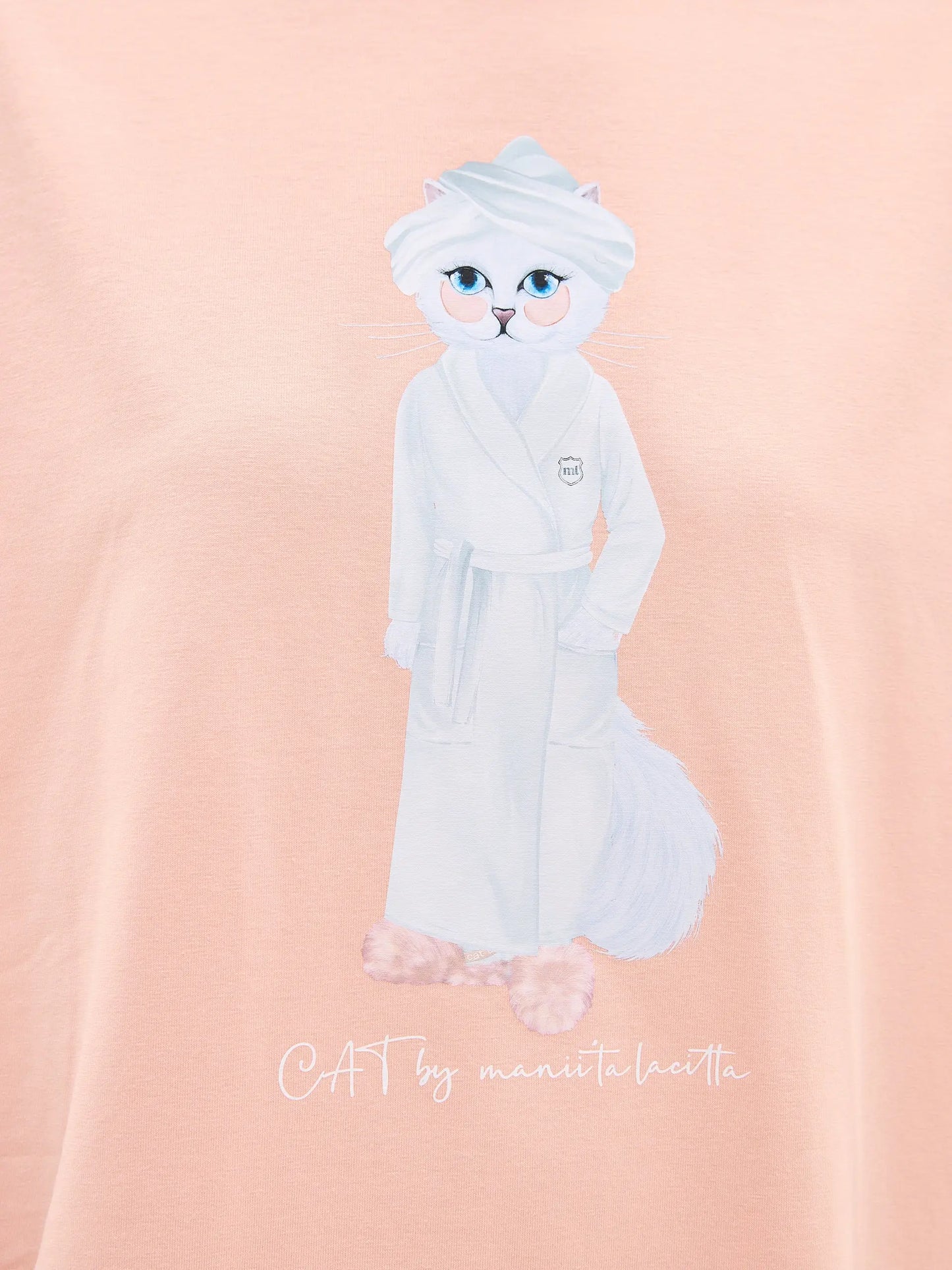 Peach oversized T-shirt SPA CAT print