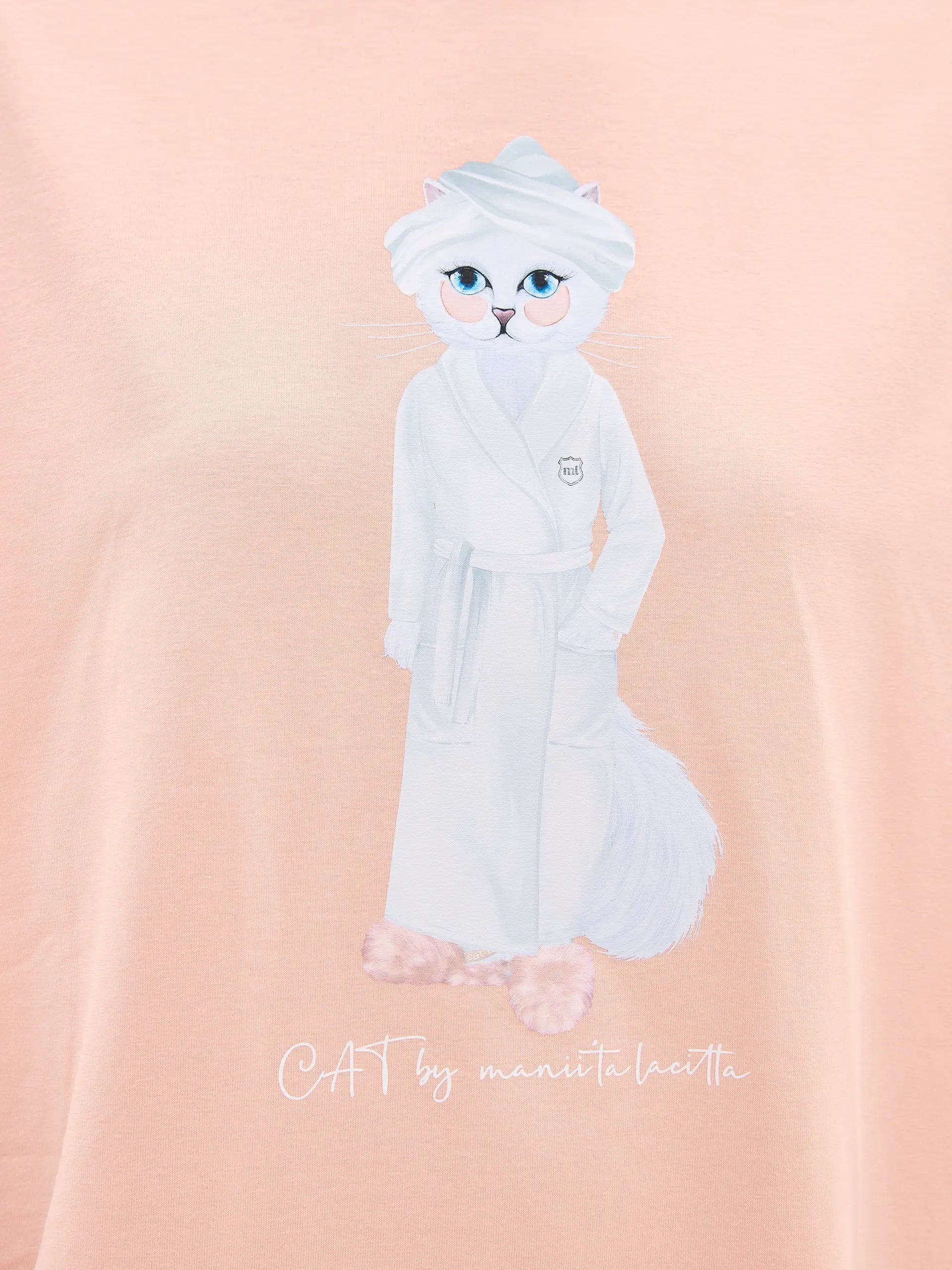 Peach oversized T-shirt SPA CAT print