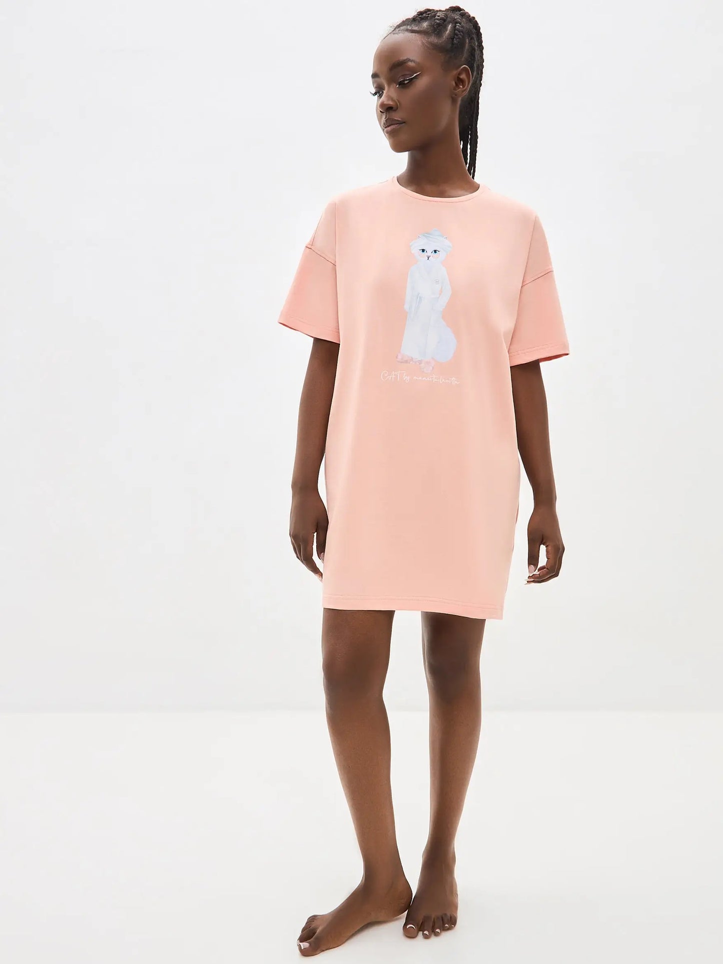 Peach oversized T-shirt SPA CAT print