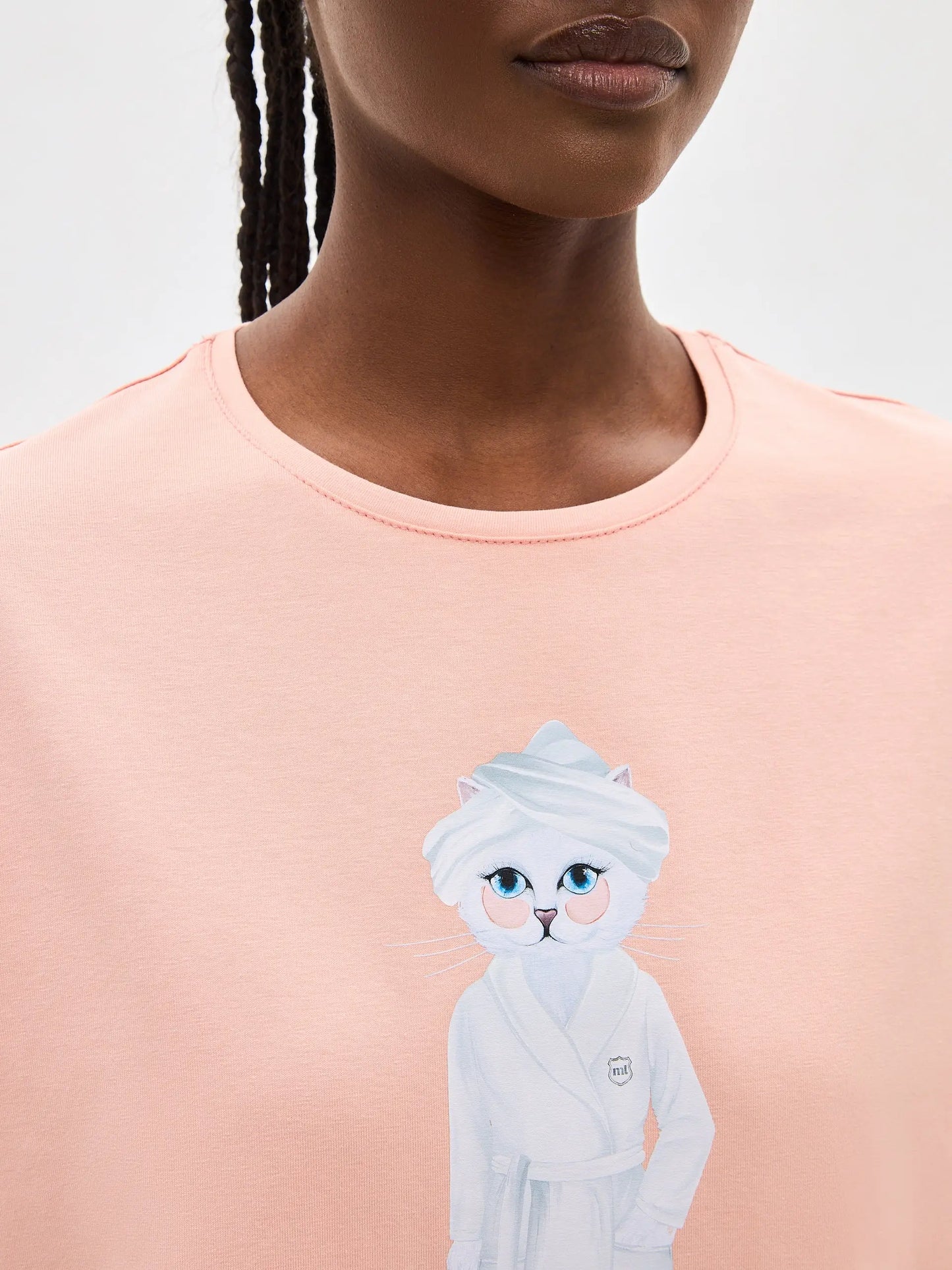 Peach oversized T-shirt SPA CAT print