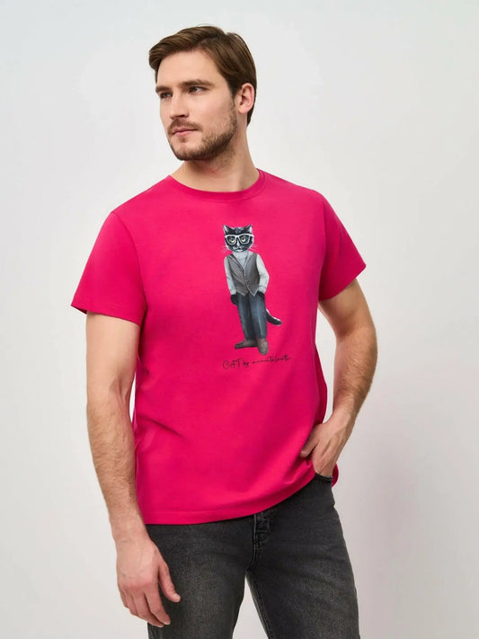 Pink T-shirt Minimalist Cat | T-shirt For Cat Lovers | Cat e Lolette