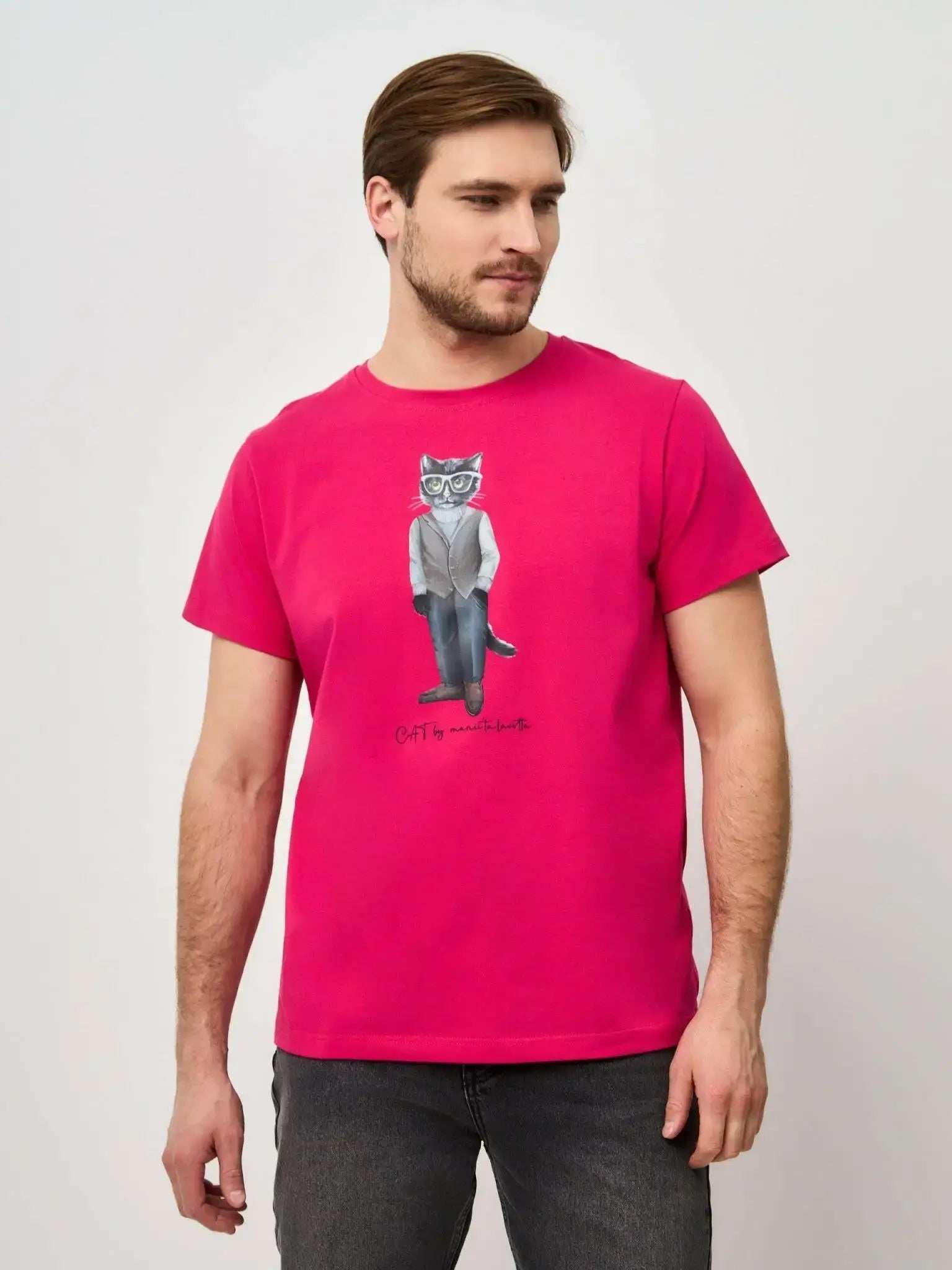 Pink T-shirt Minimalist Cat | T-shirt For Cat Lovers | Cat e Lolette