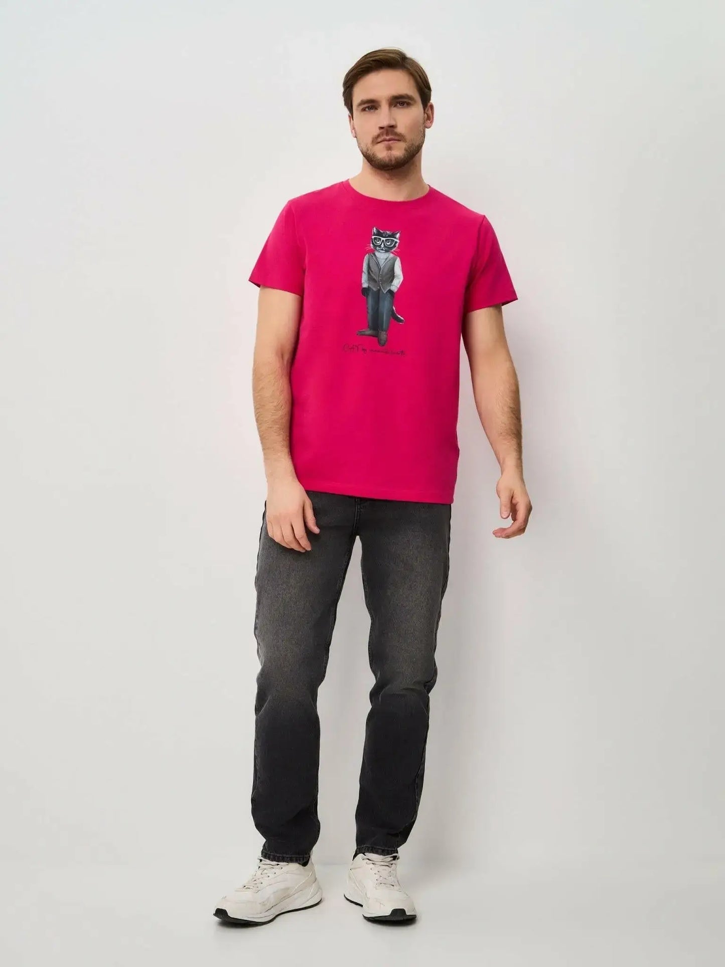 Pink T-shirt Minimalist Cat | T-shirt For Cat Lovers | Cat e Lolette