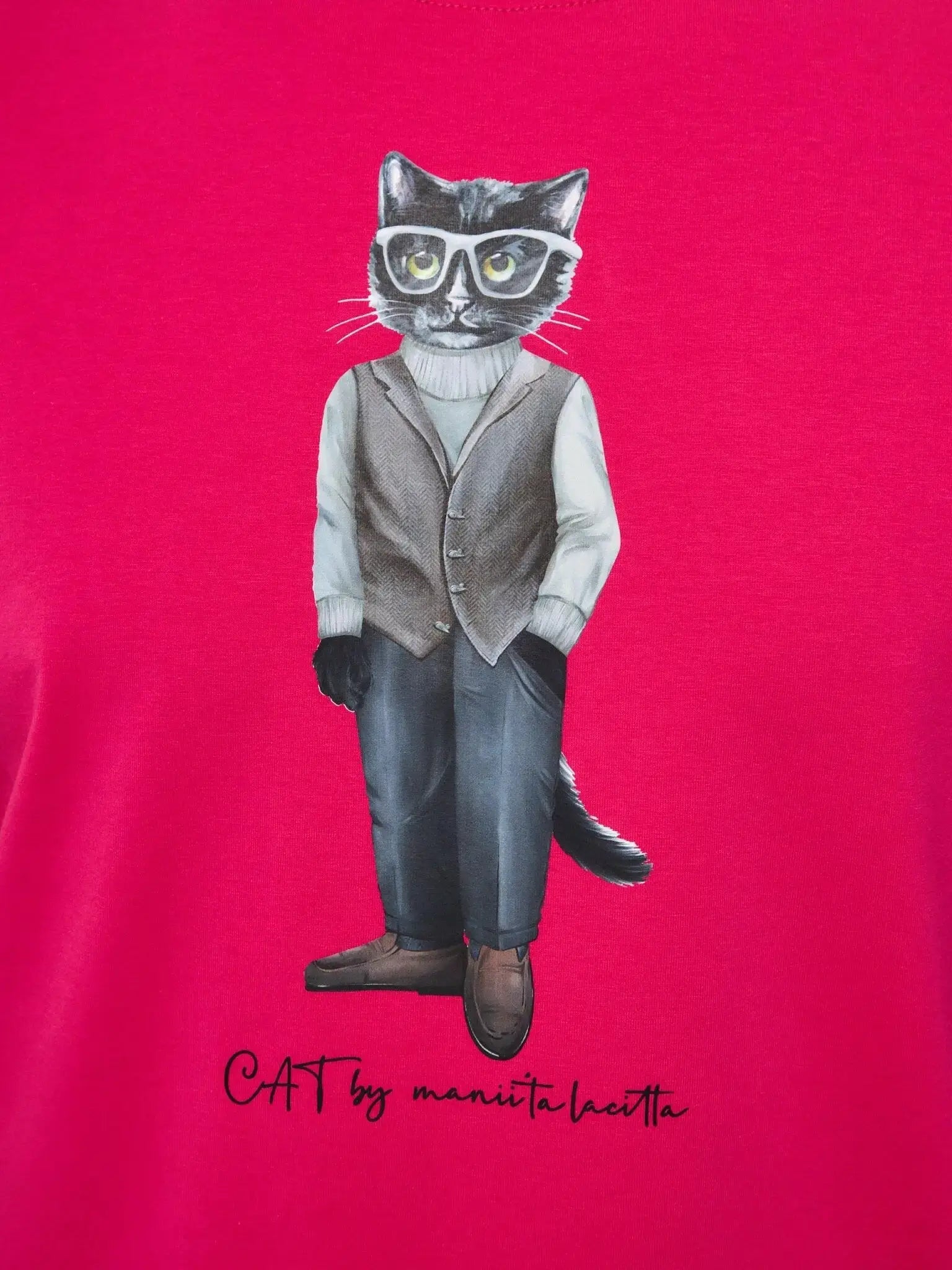 Pink T-shirt Minimalist Cat | T-shirt For Cat Lovers | Cat e Lolette