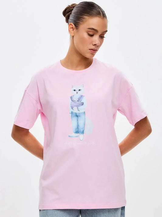 Pink T-shirt Mother Cat | T-shirt For Cat Lovers | Cat e Lolette