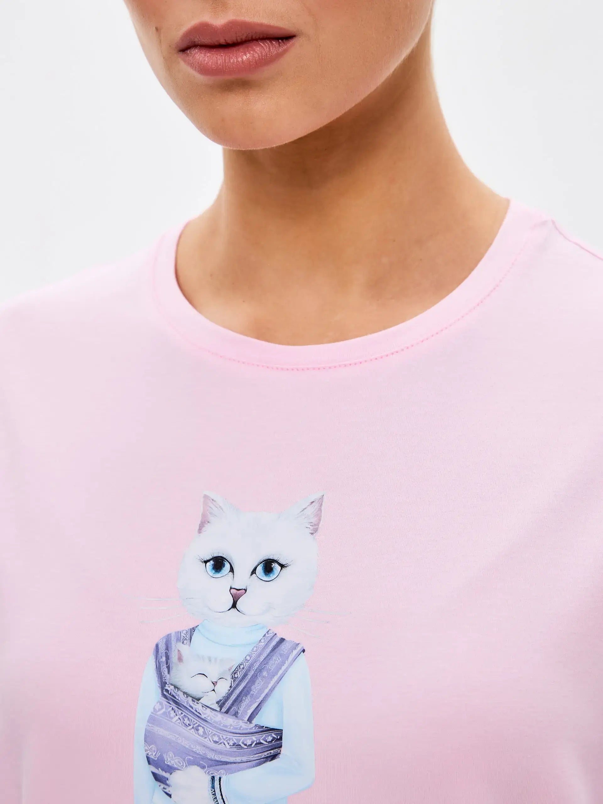 Pink T-shirt Mother Cat | T-shirt For Cat Lovers | Cat e Lolette