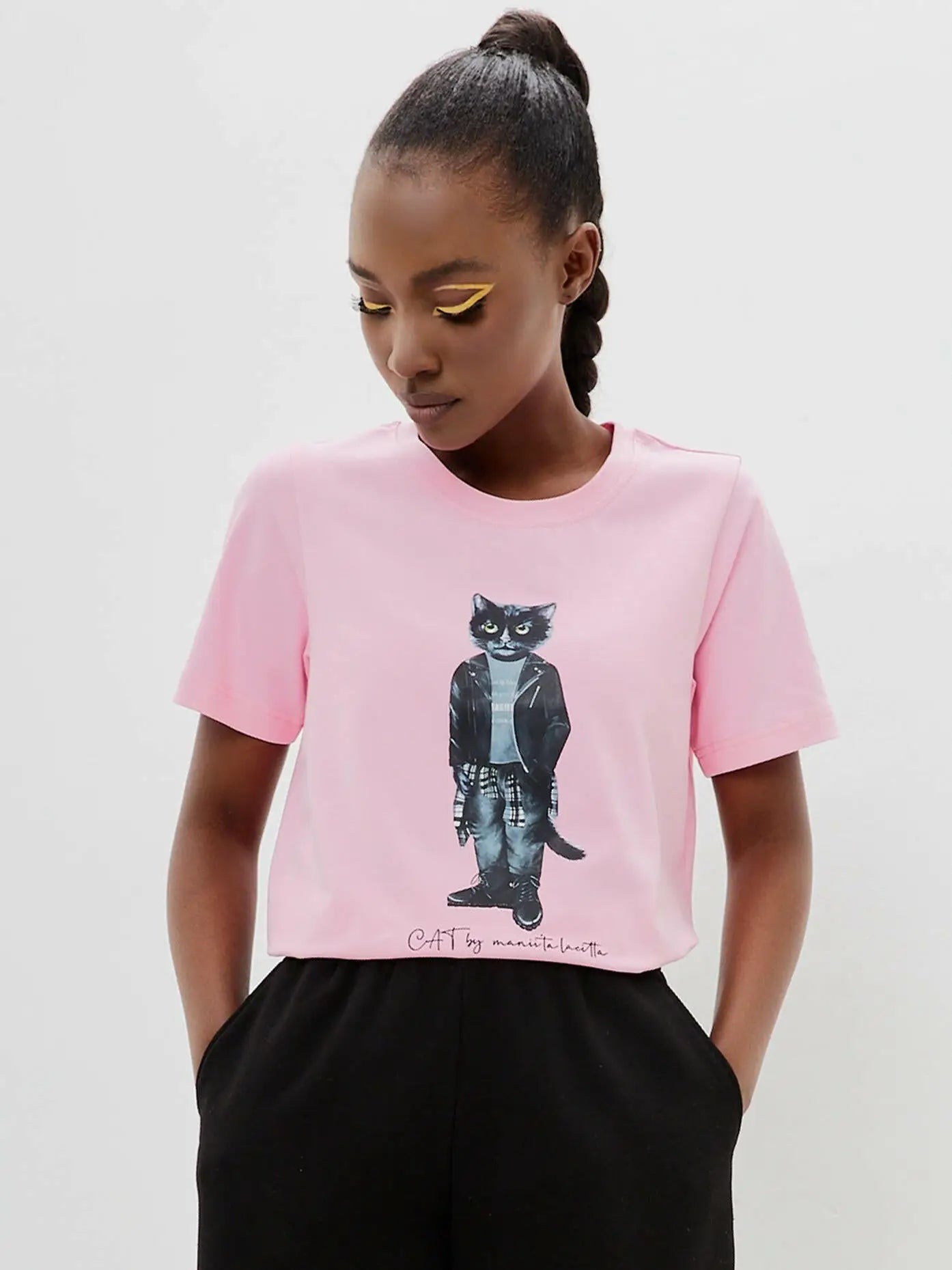 Pink T-shirt Rocker Cat | T-shirt For Cat Lovers | Cat e Lolette