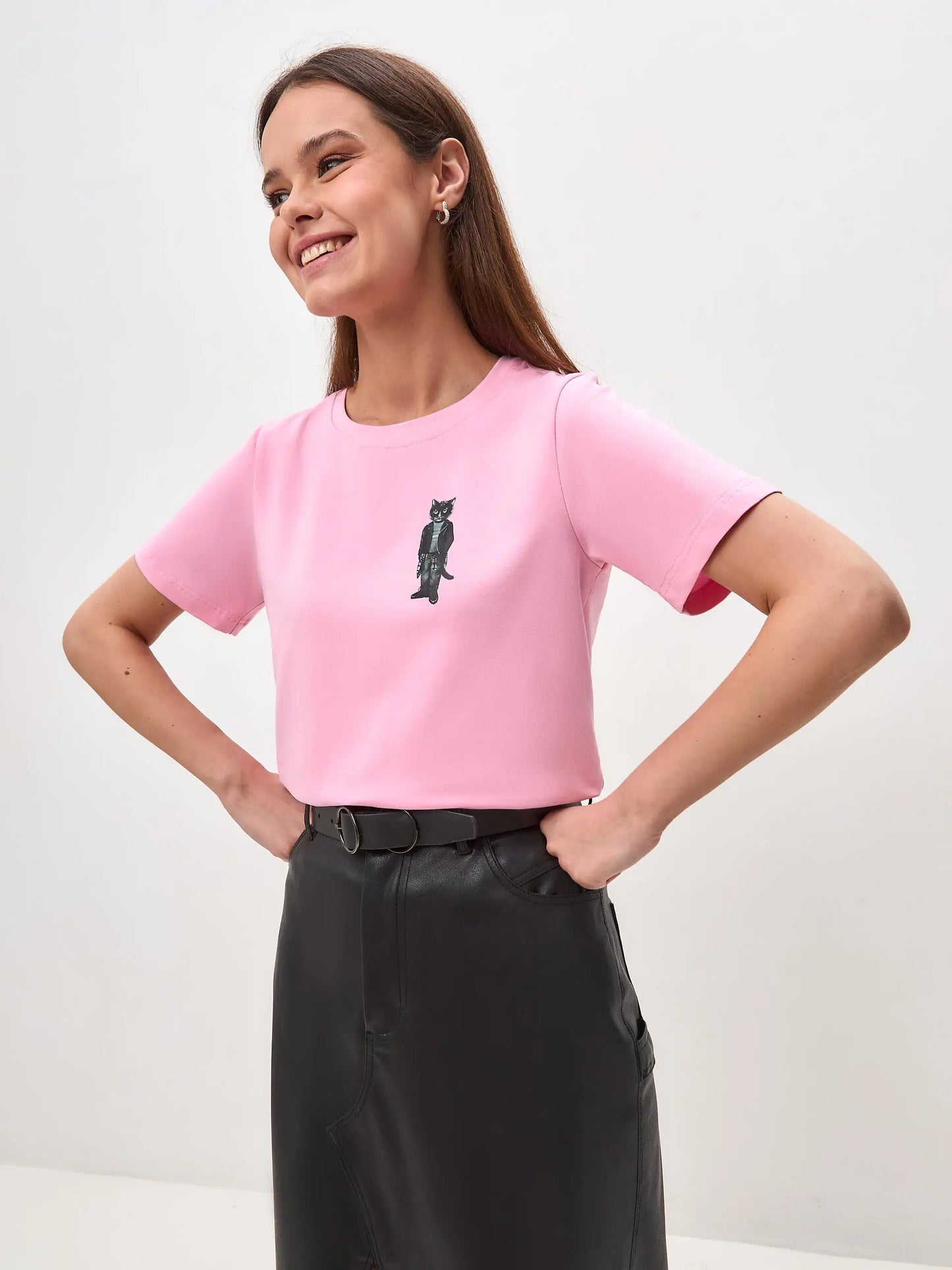 Pink T-shirt Rocker Cat | T-shirt For Cat Lovers | Cat e Lolette