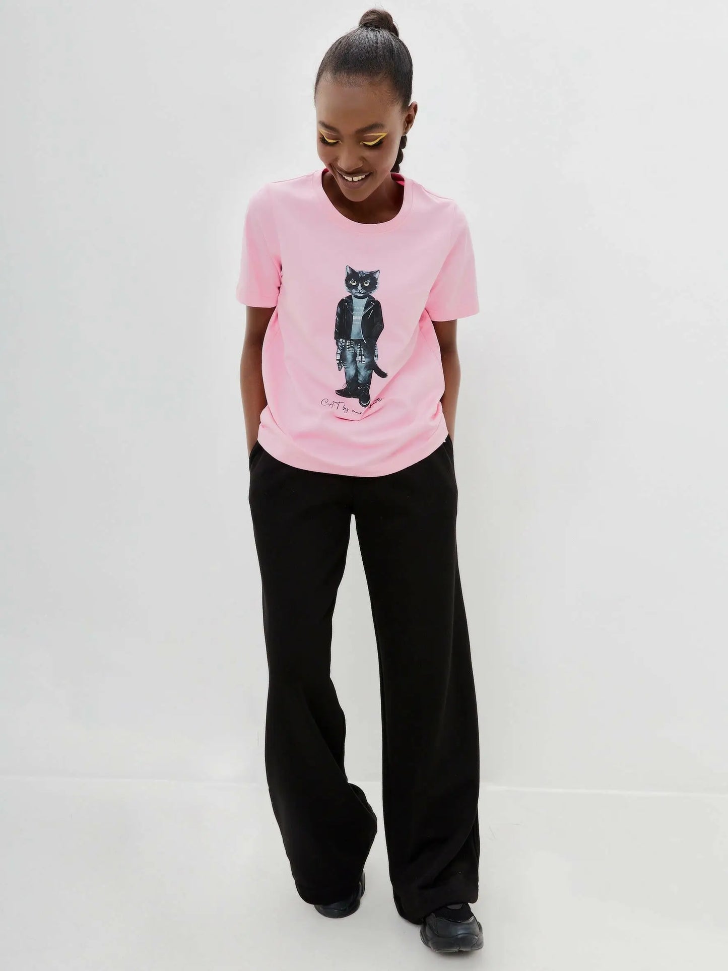 Pink T-shirt Rocker Cat | T-shirt For Cat Lovers | Cat e Lolette