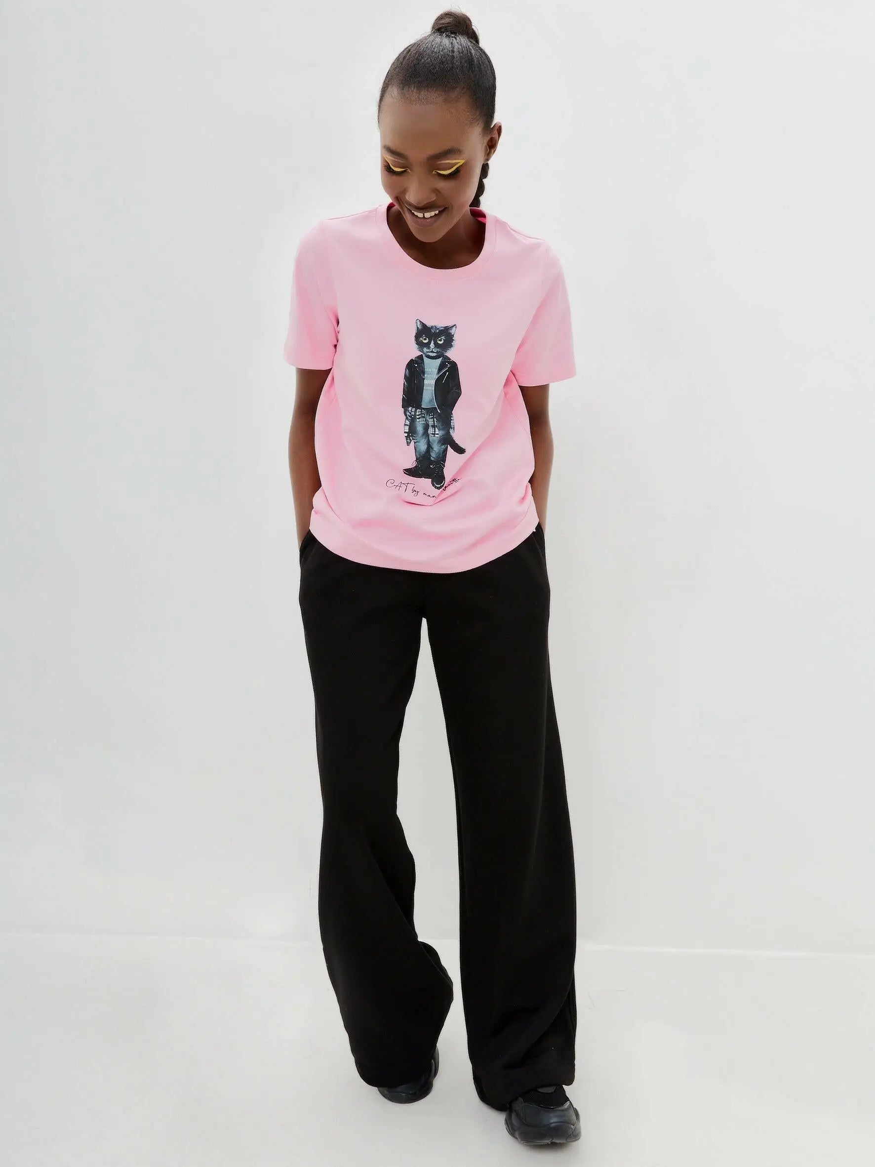 Pink T-shirt Rocker Cat | T-shirt For Cat Lovers | Cat e Lolette