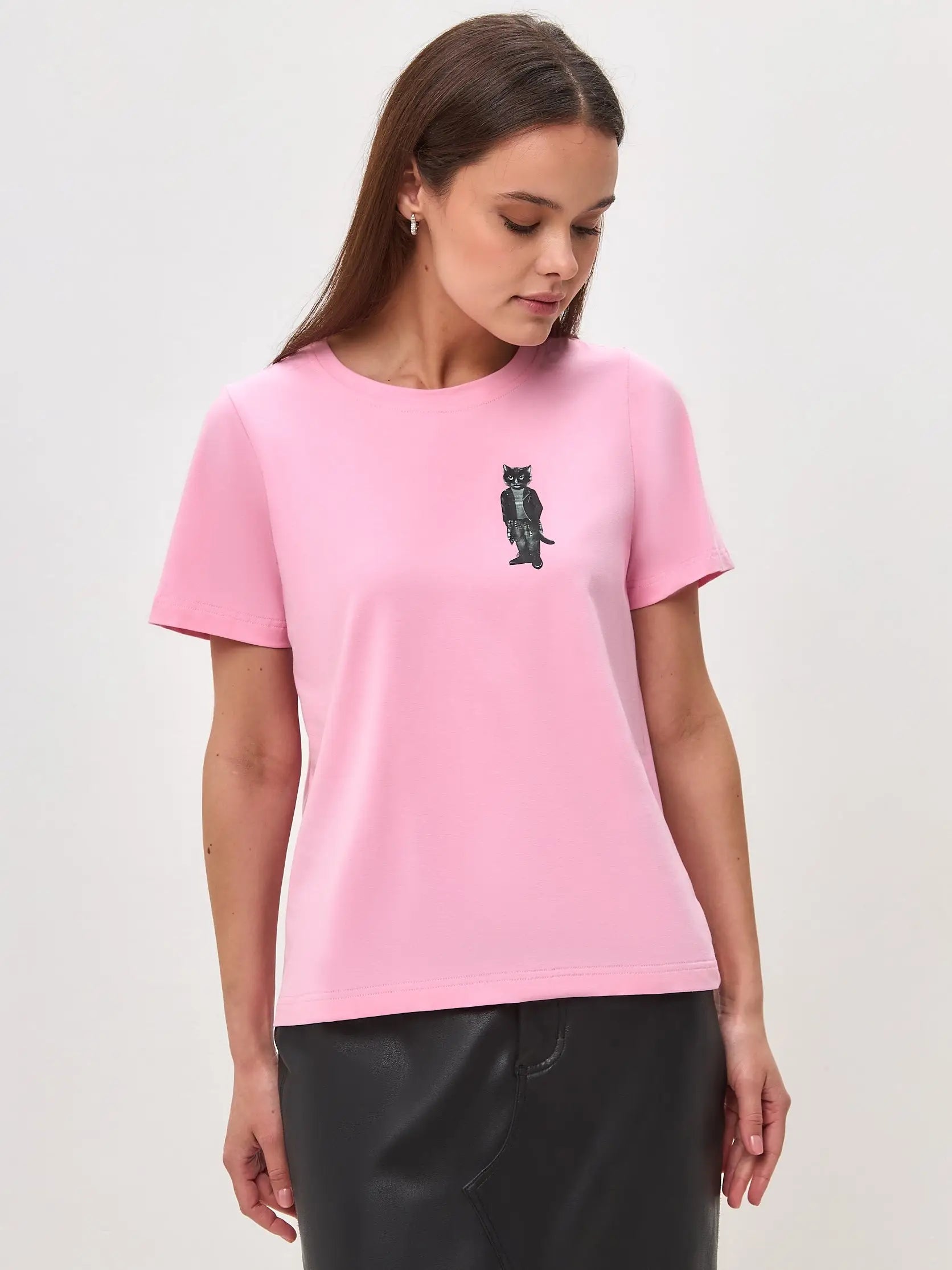 Pink T-shirt Rocker Cat | T-shirt For Cat Lovers | Cat e Lolette