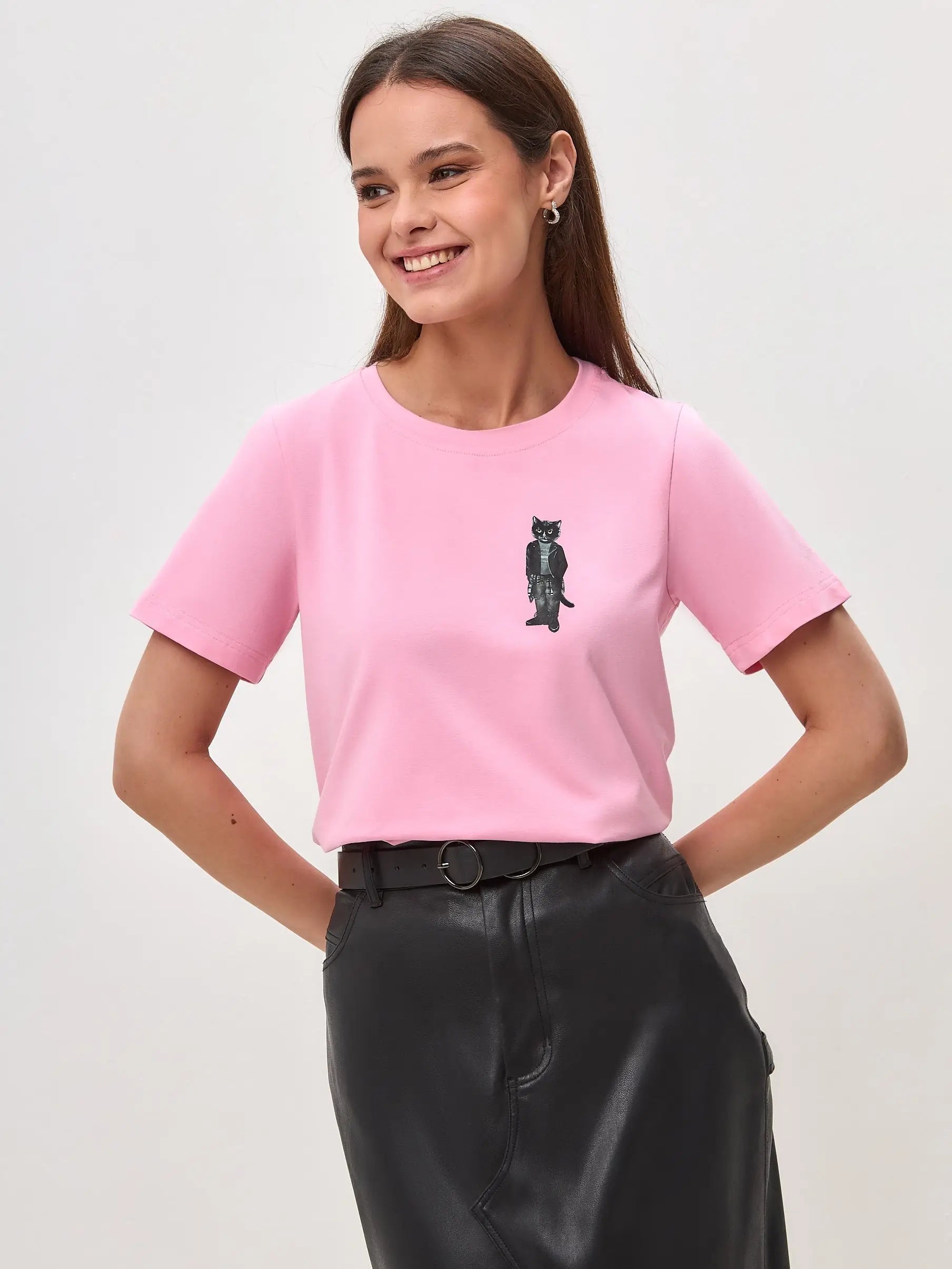 Pink T-shirt Rocker Cat | T-shirt For Cat Lovers | Cat e Lolette
