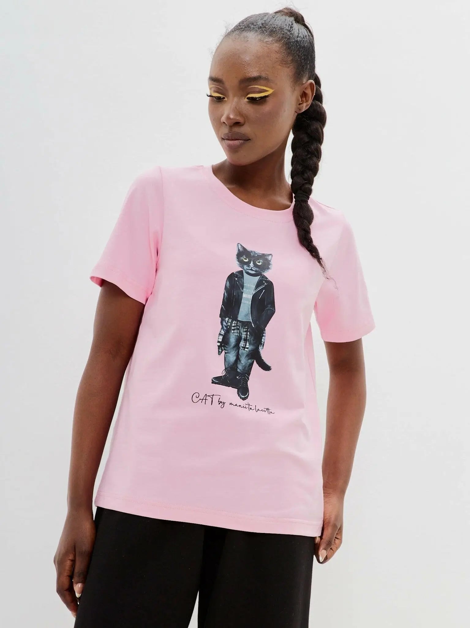 Pink T-shirt Rocker Cat | T-shirt For Cat Lovers | Cat e Lolette
