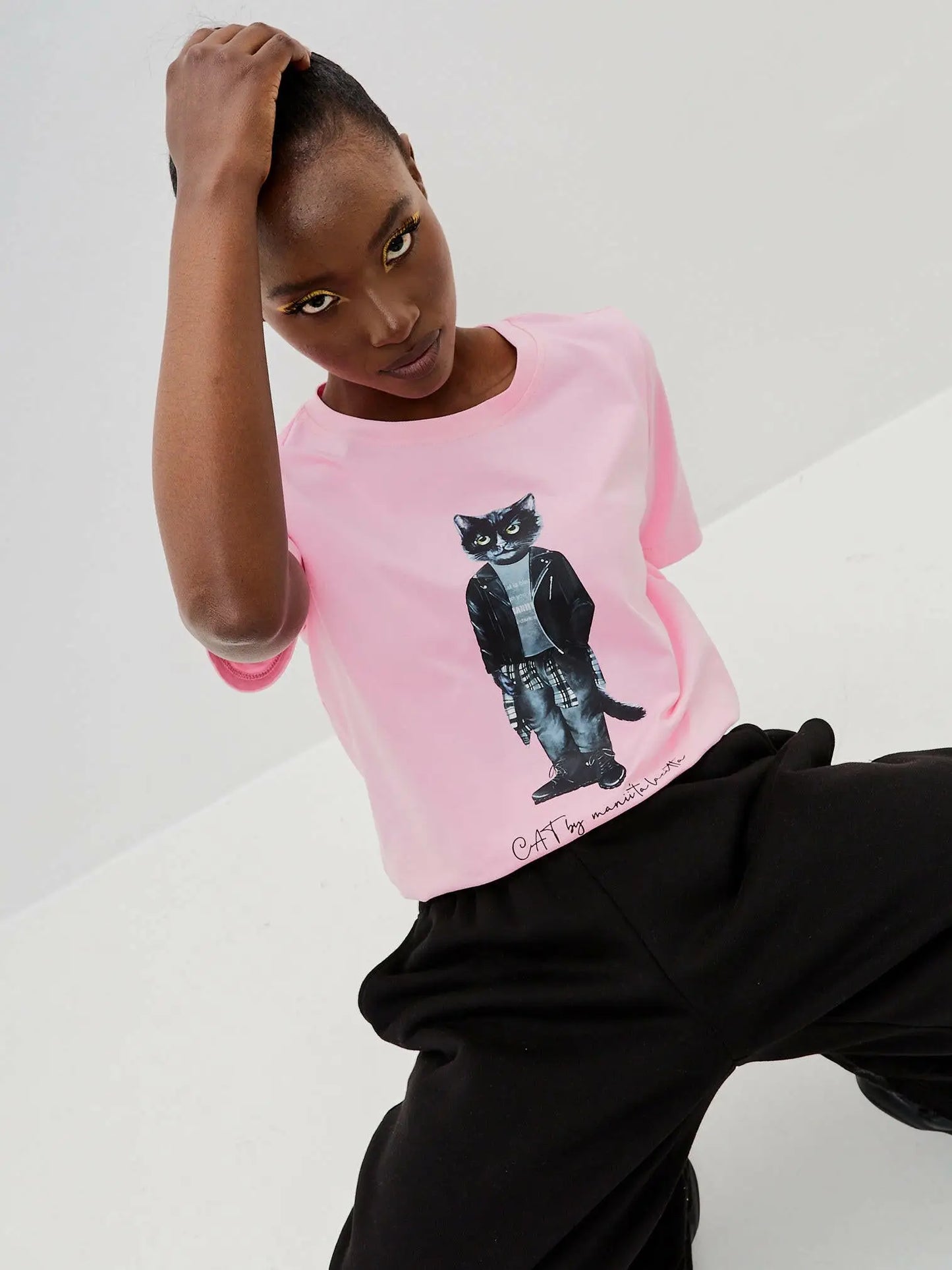 Pink T-shirt Rocker Cat | T-shirt For Cat Lovers | Cat e Lolette