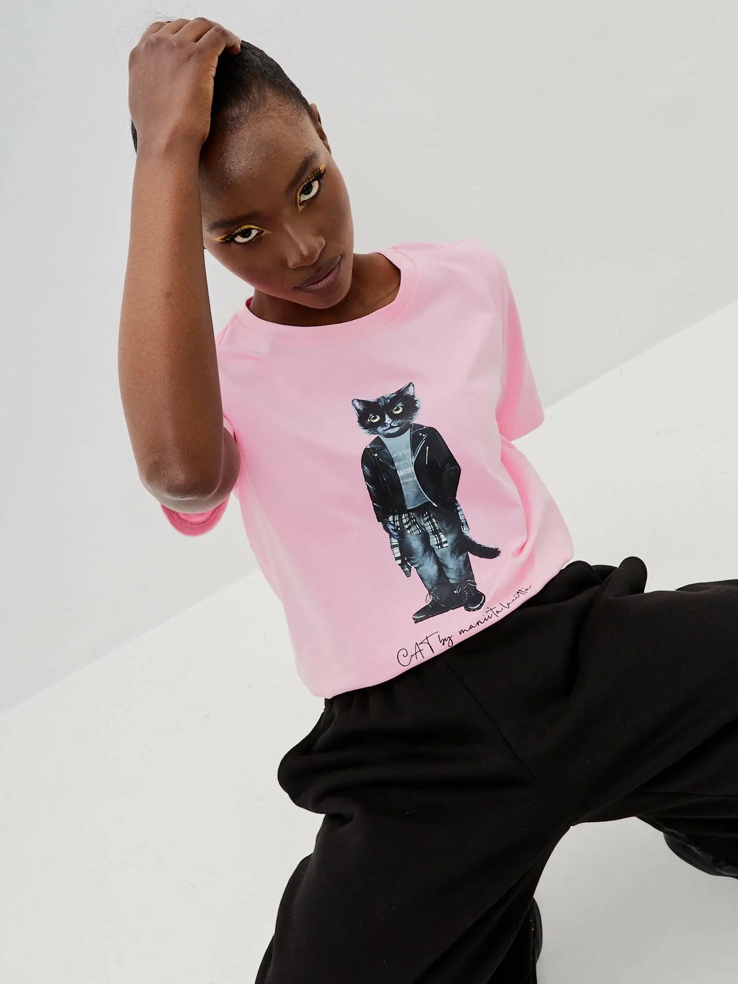 Pink T-shirt Rocker Cat | T-shirt For Cat Lovers | Cat e Lolette