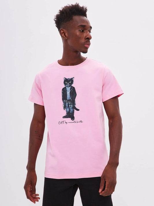 Pink T-shirt Rocker Cat | T-shirt For Cat Lovers | Cat e Lolette