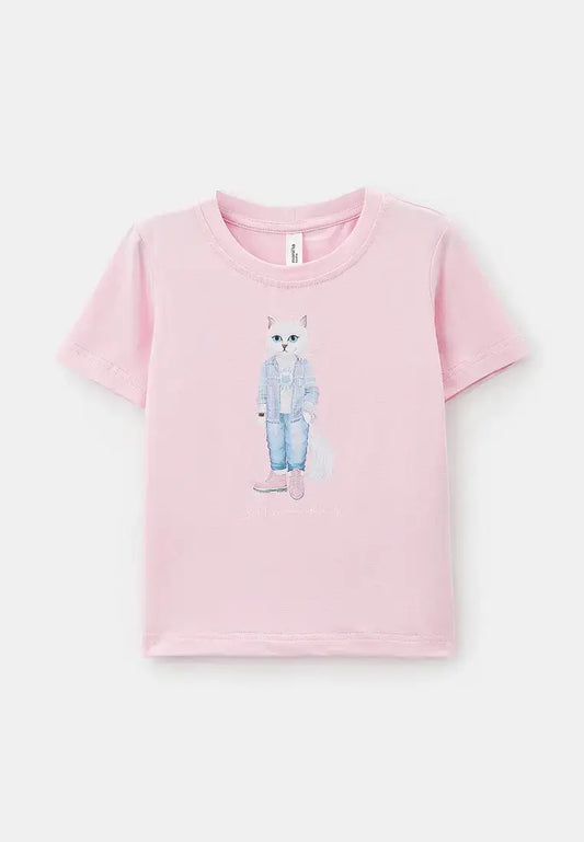 Pink T-shirt White Country Cat | T-shirt For Cat Lovers | Cat e