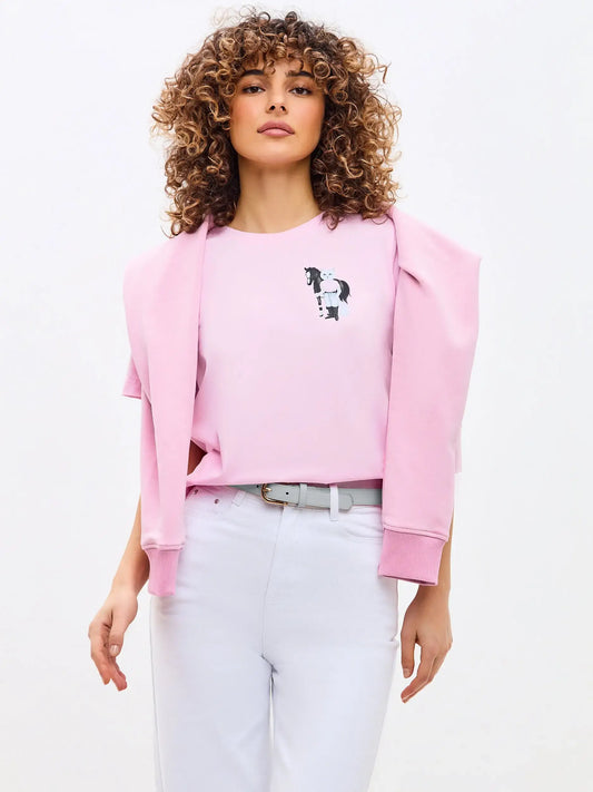 Pink T-shirt White Rider Cat | T-shirt For Cat Lovers | Cat e Lolette