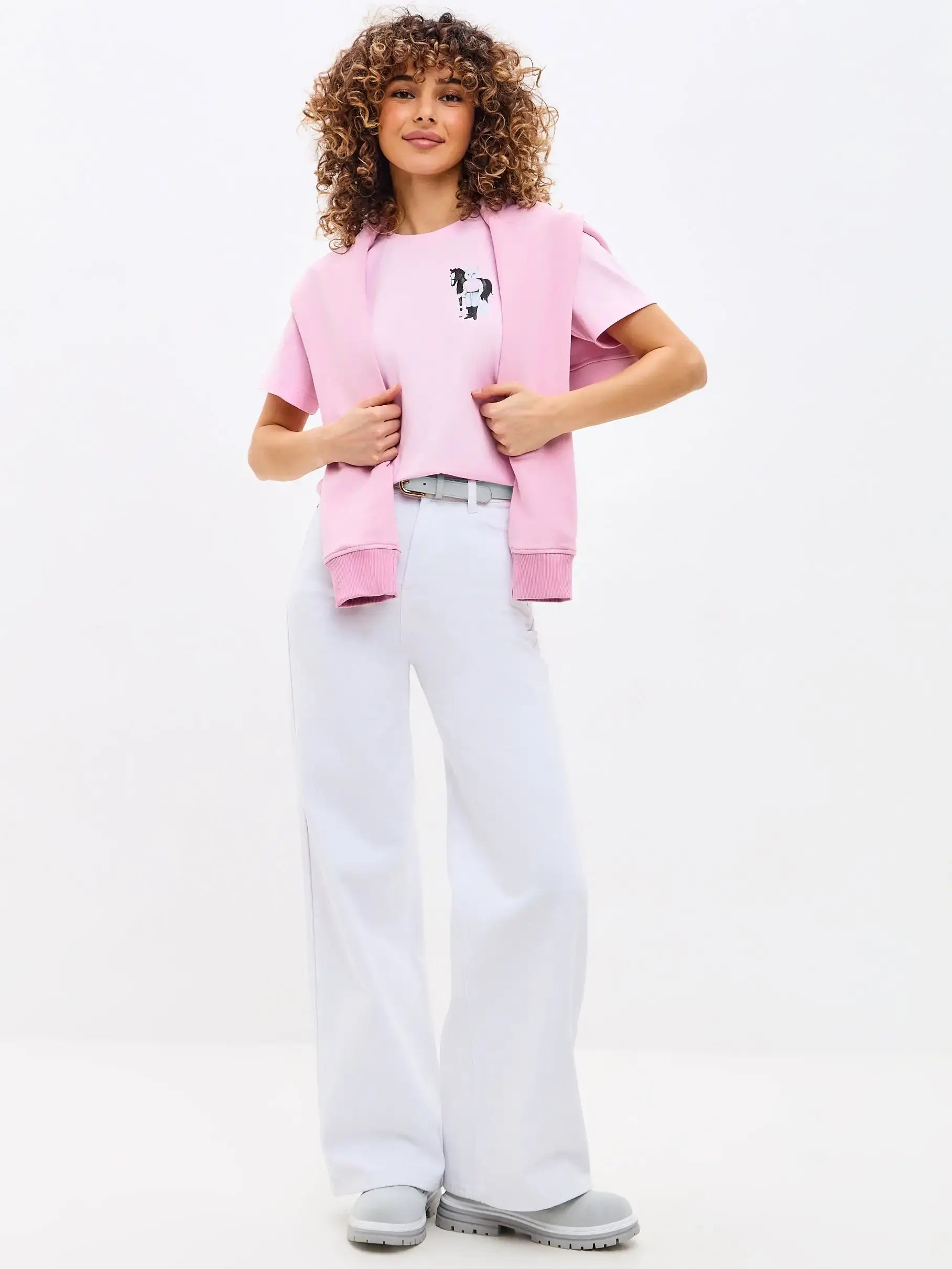 Pink T-shirt White Rider Cat | T-shirt For Cat Lovers | Cat e Lolette