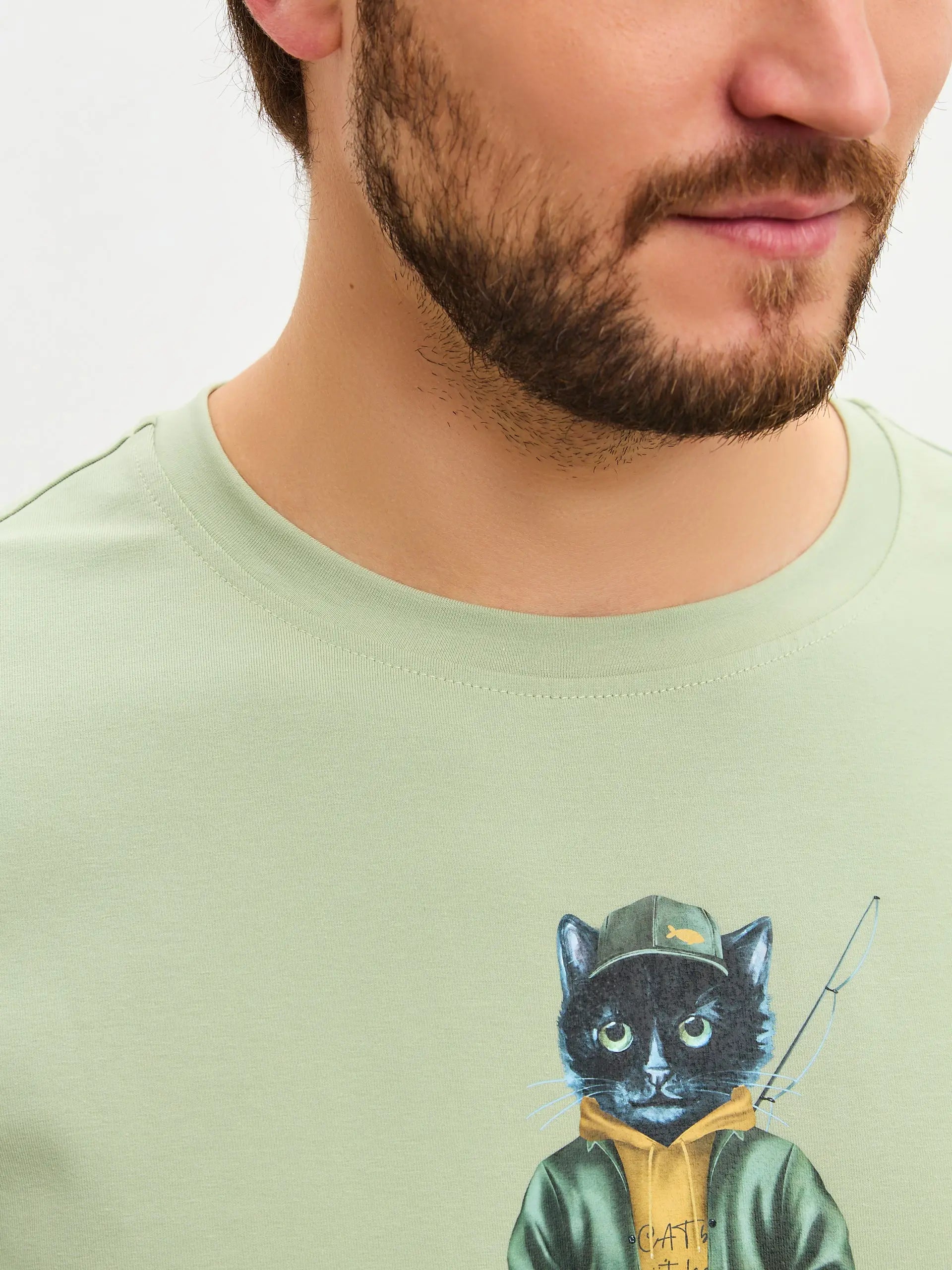 Pistachio T-shirt Fishman Cat | T-shirt For Cat Lovers | Cat e Lolette