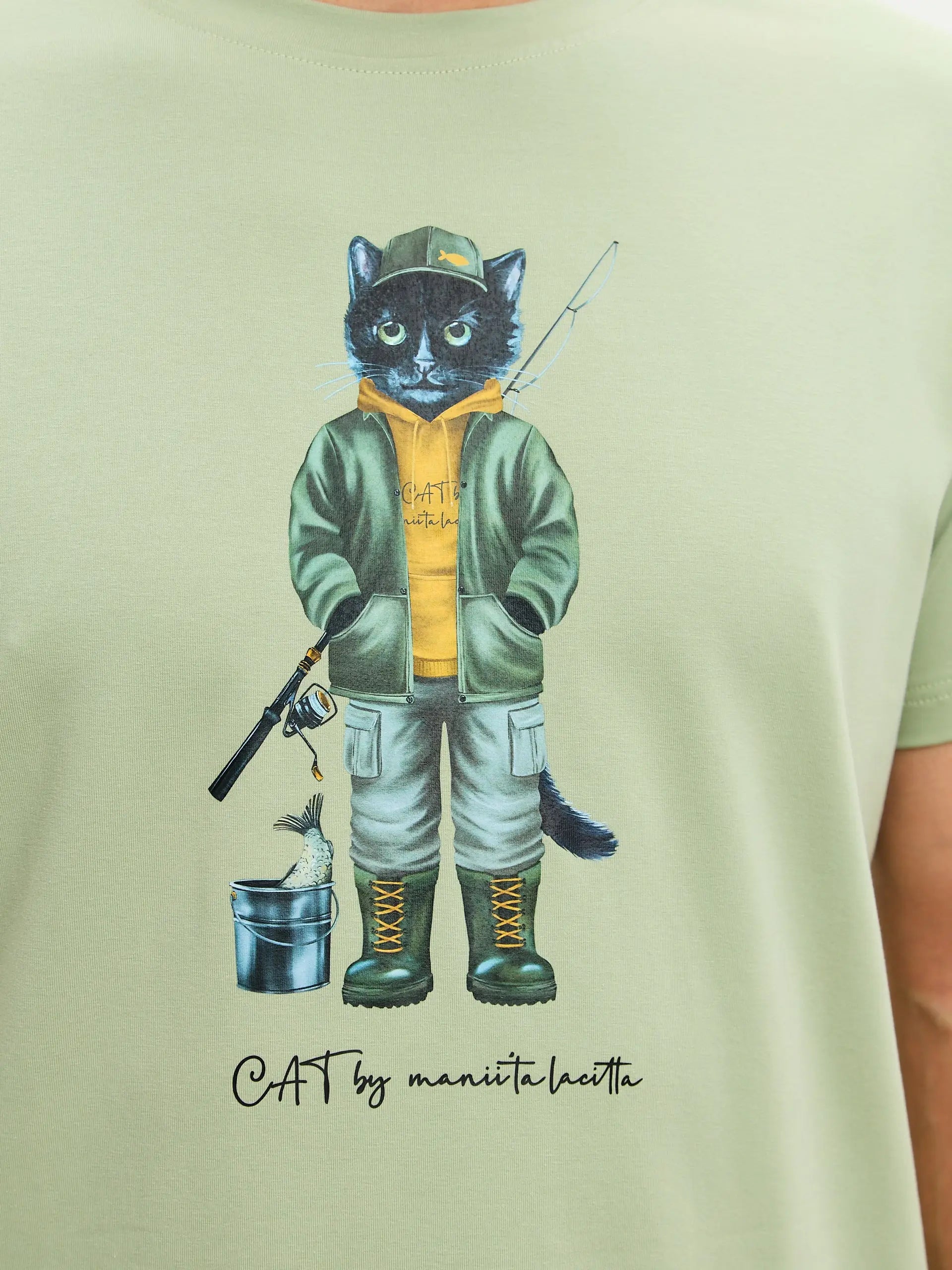 Pistachio T-shirt Fishman Cat | T-shirt For Cat Lovers | Cat e Lolette