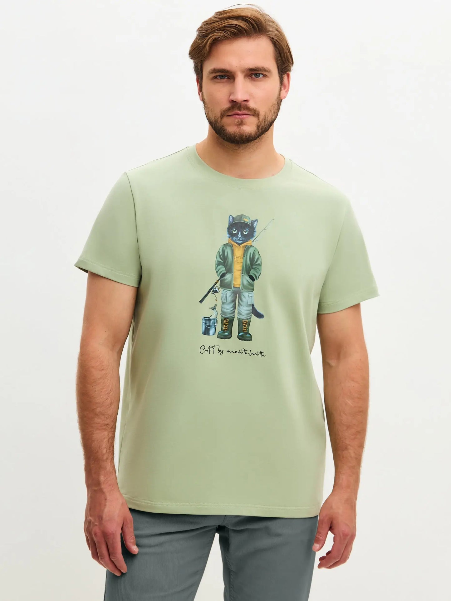 Pistachio T-shirt Fishman Cat | T-shirt For Cat Lovers | Cat e Lolette