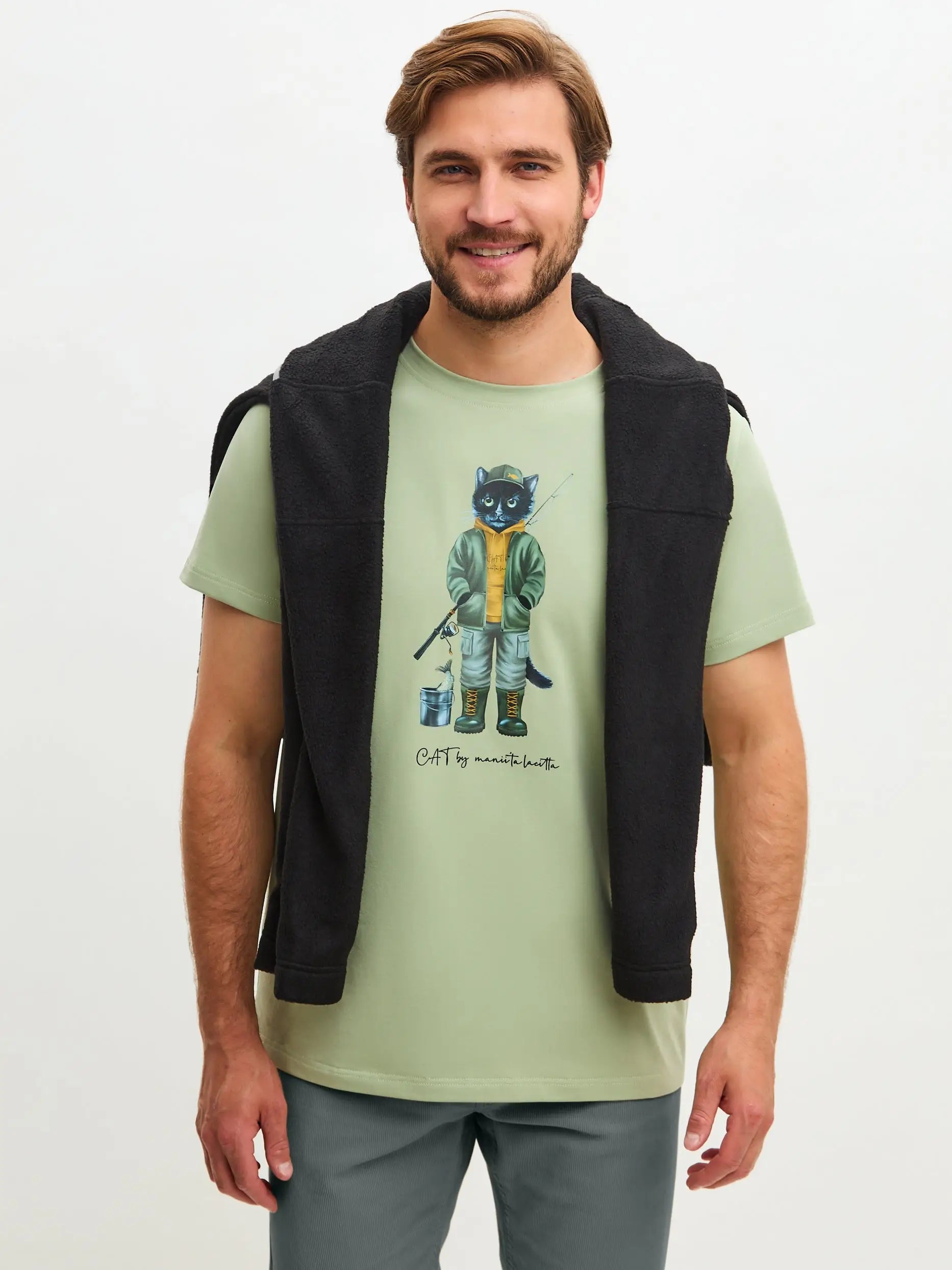 Pistachio T-shirt Fishman Cat | T-shirt For Cat Lovers | Cat e Lolette