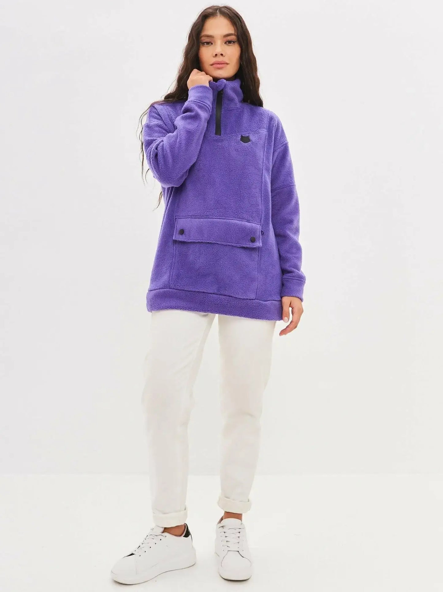 Purple Fleece Sweatshirt | Fleece (recycled) For Cat Lovers | Cat e