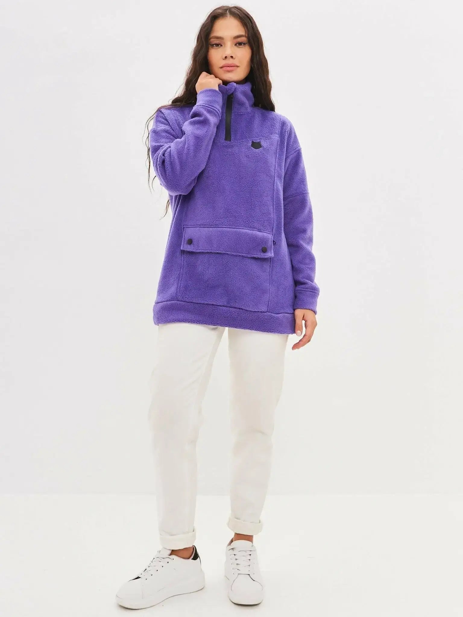 Purple Fleece Sweatshirt | Fleece (recycled) For Cat Lovers | Cat e