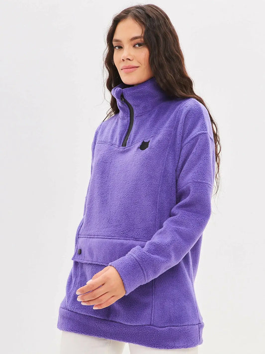 Purple Fleece Sweatshirt | Fleece (recycled) For Cat Lovers | Cat e
