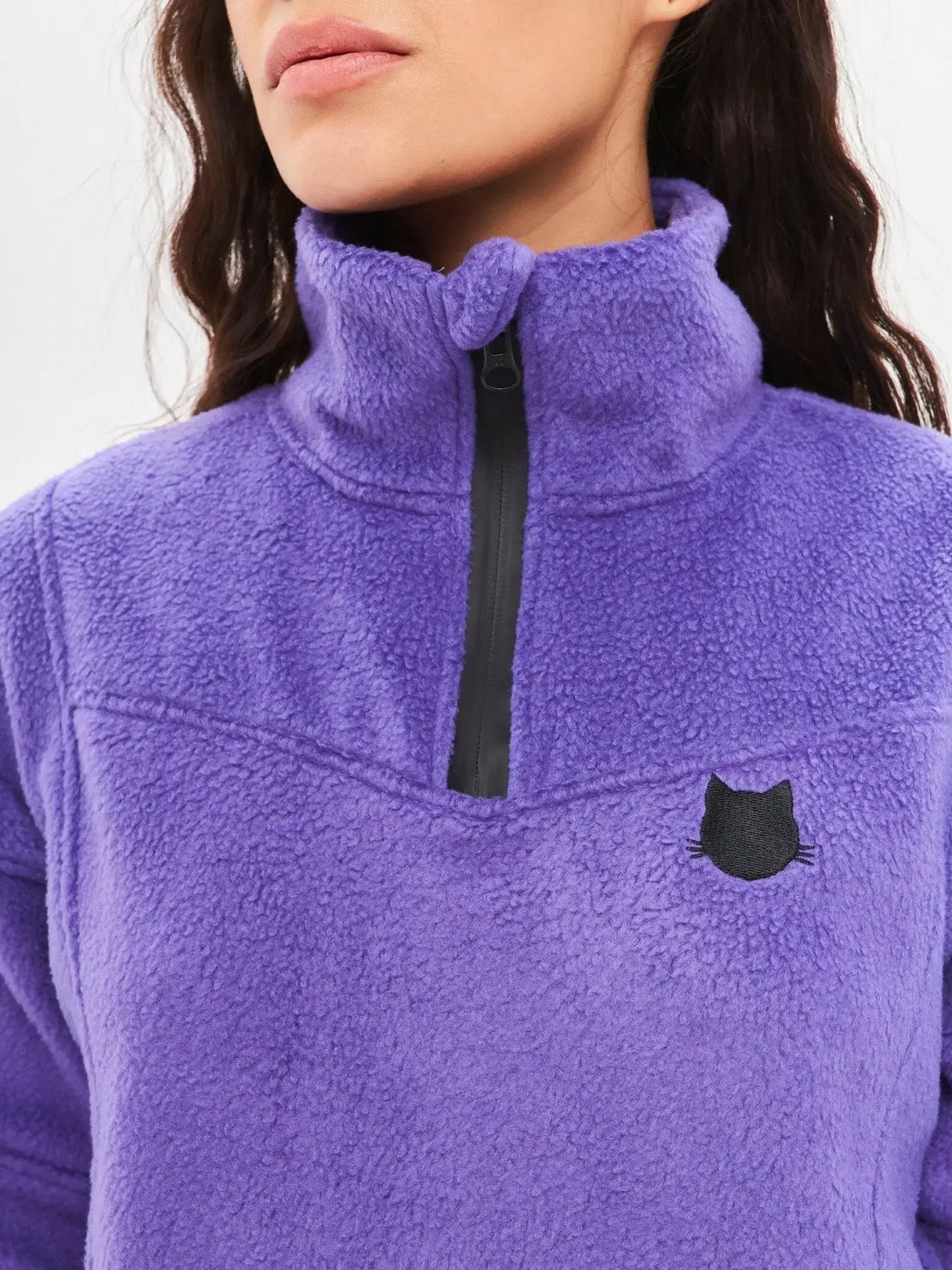 Purple Fleece Sweatshirt | Fleece (recycled) For Cat Lovers | Cat e