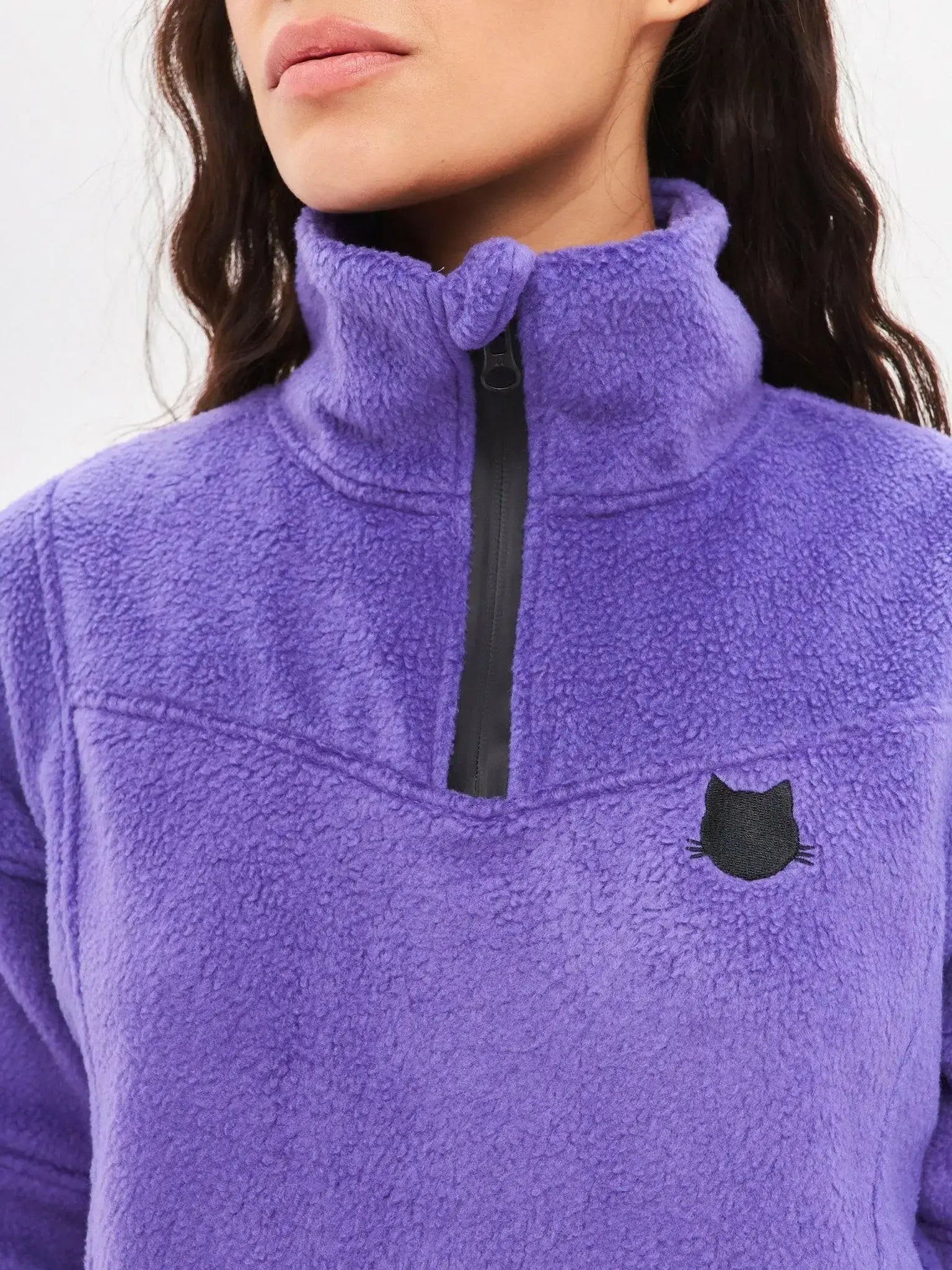Purple Fleece Sweatshirt | Fleece (recycled) For Cat Lovers | Cat e