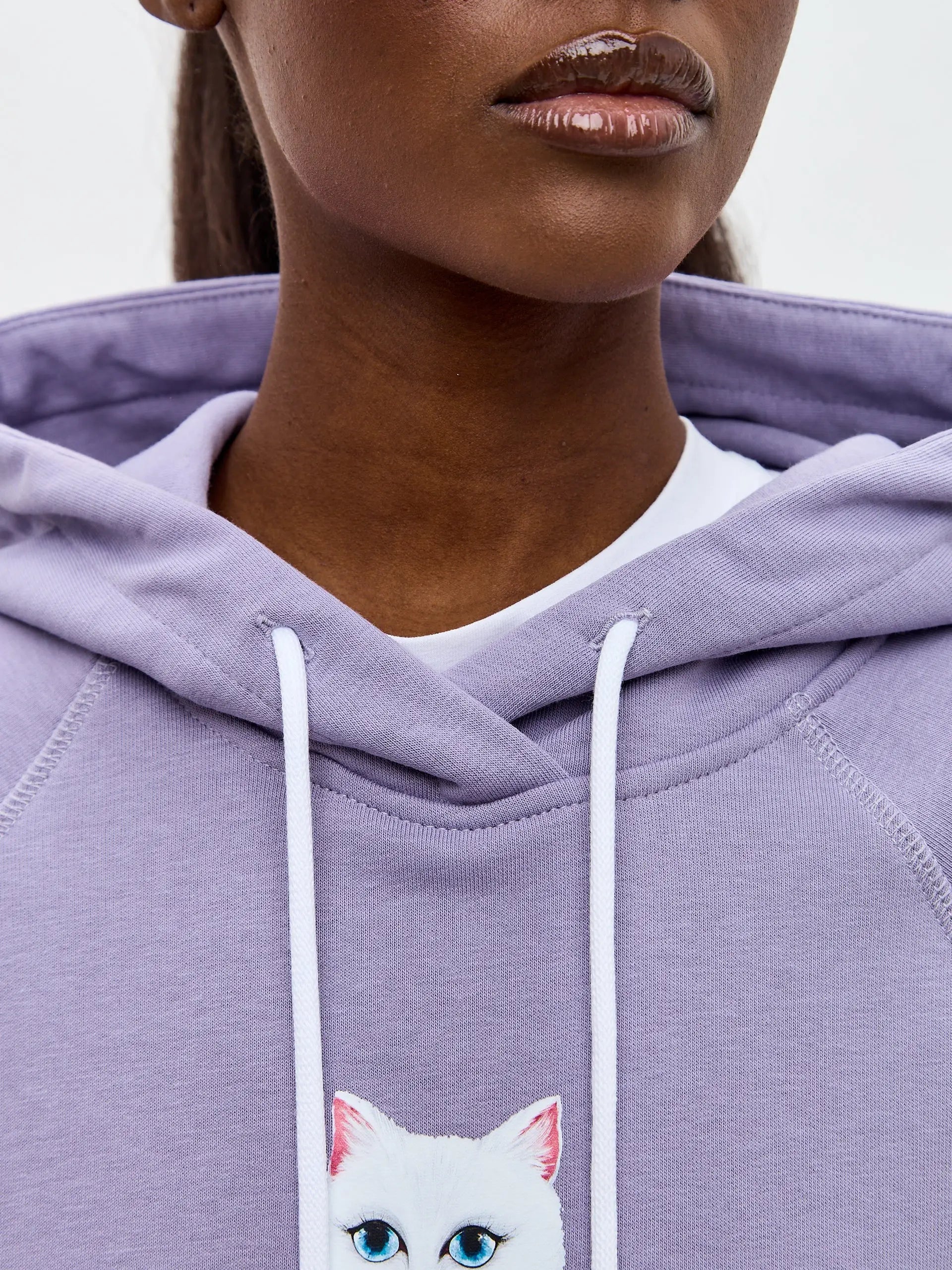 Purple Hoodie White Country Cat | Hoodie & sweatshirt For Cat Lovers
