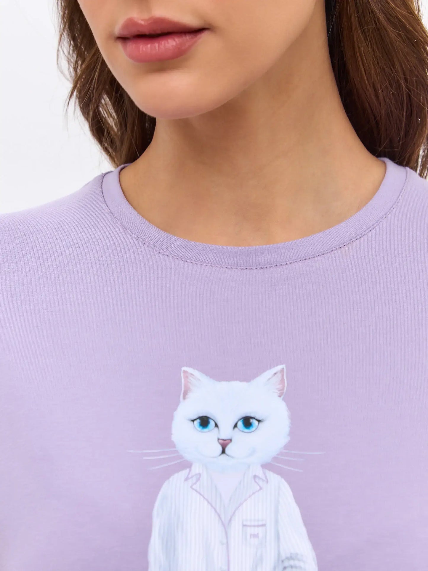 Purple Oversized T-shirt Pajamas Cat | Loungewear For Cat Lovers