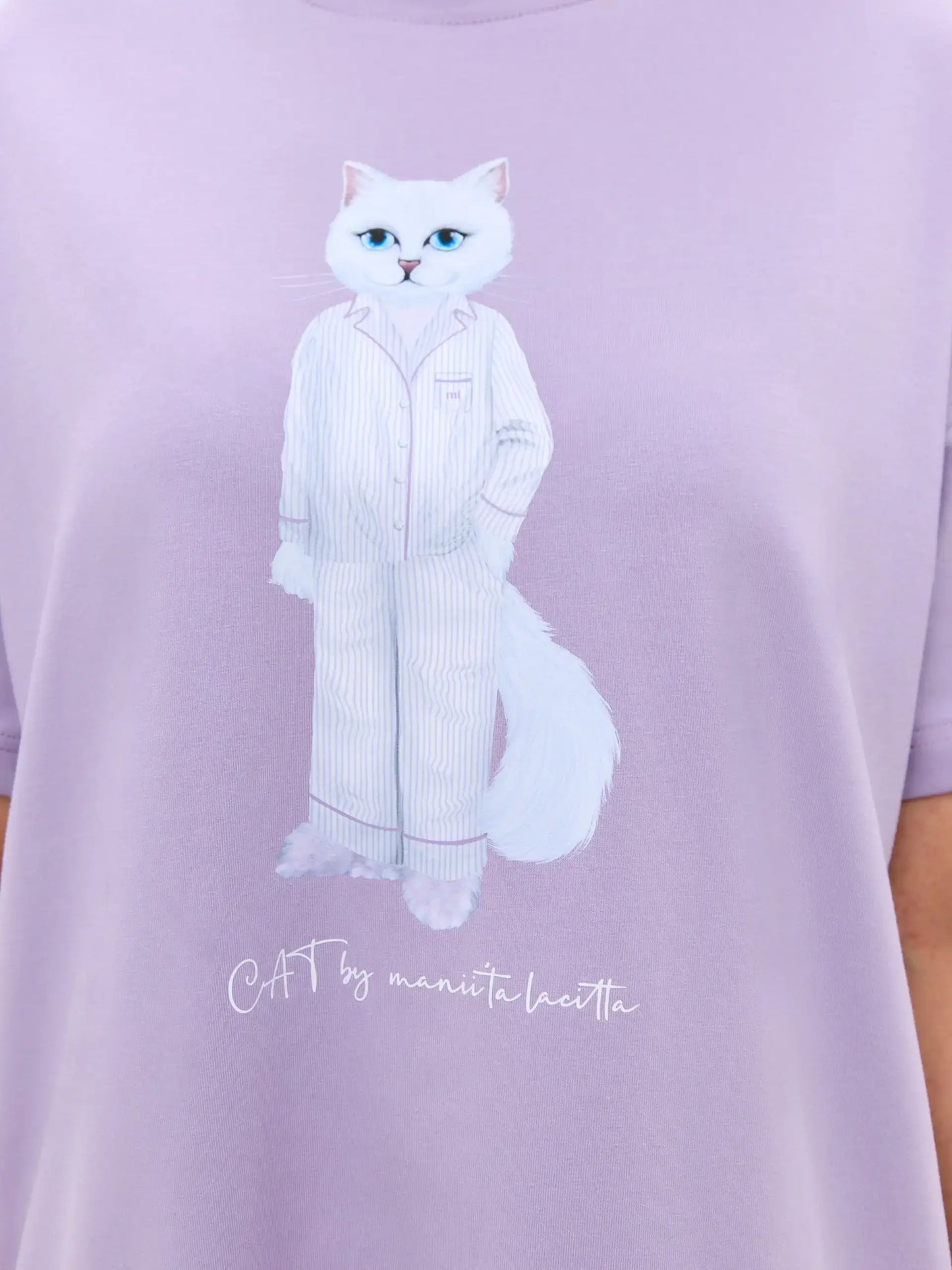 Purple Oversized T-shirt Pajamas Cat | Loungewear For Cat Lovers