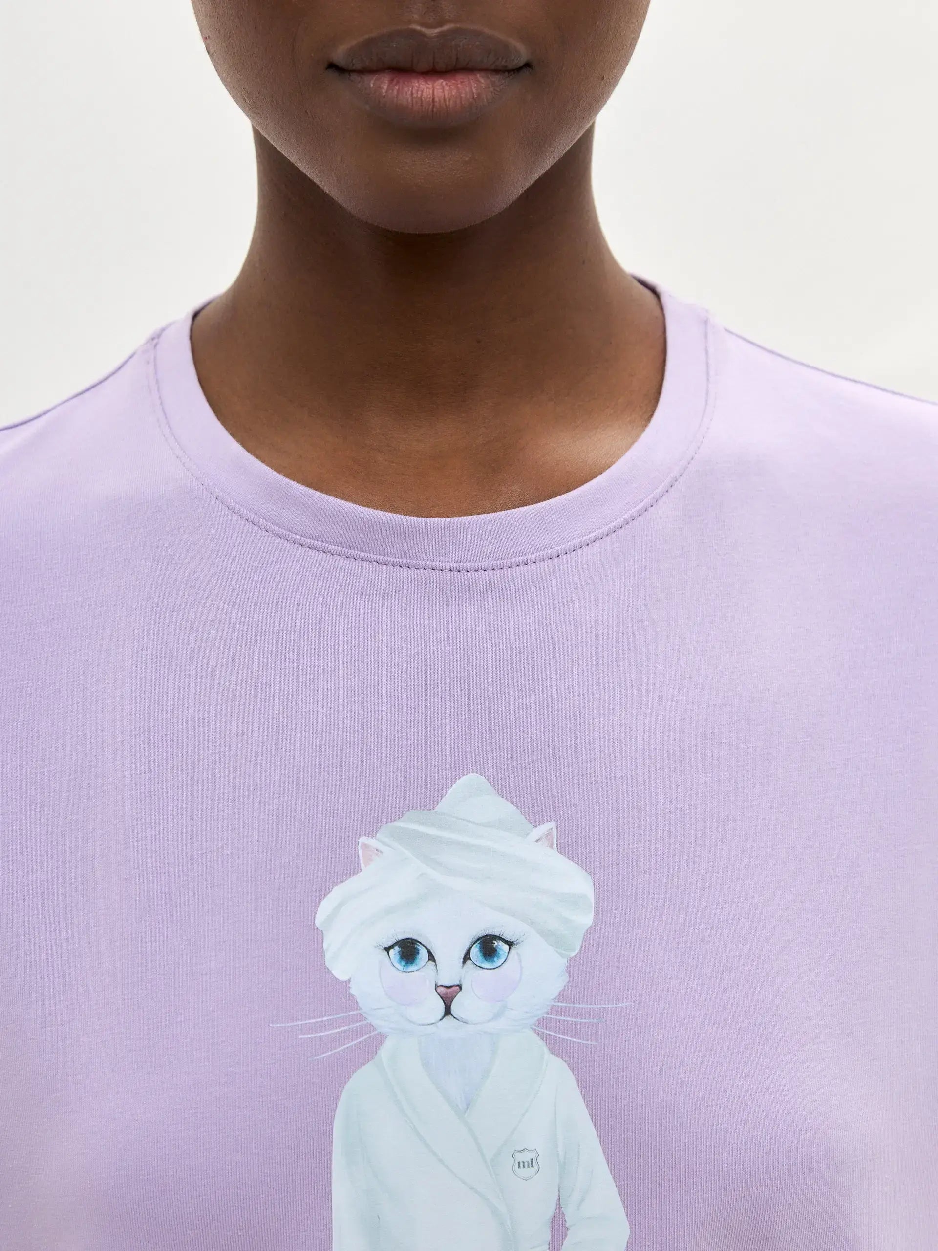 Purple Oversized T-shirt Spa Cat | Loungewear For Cat Lovers | Cat e