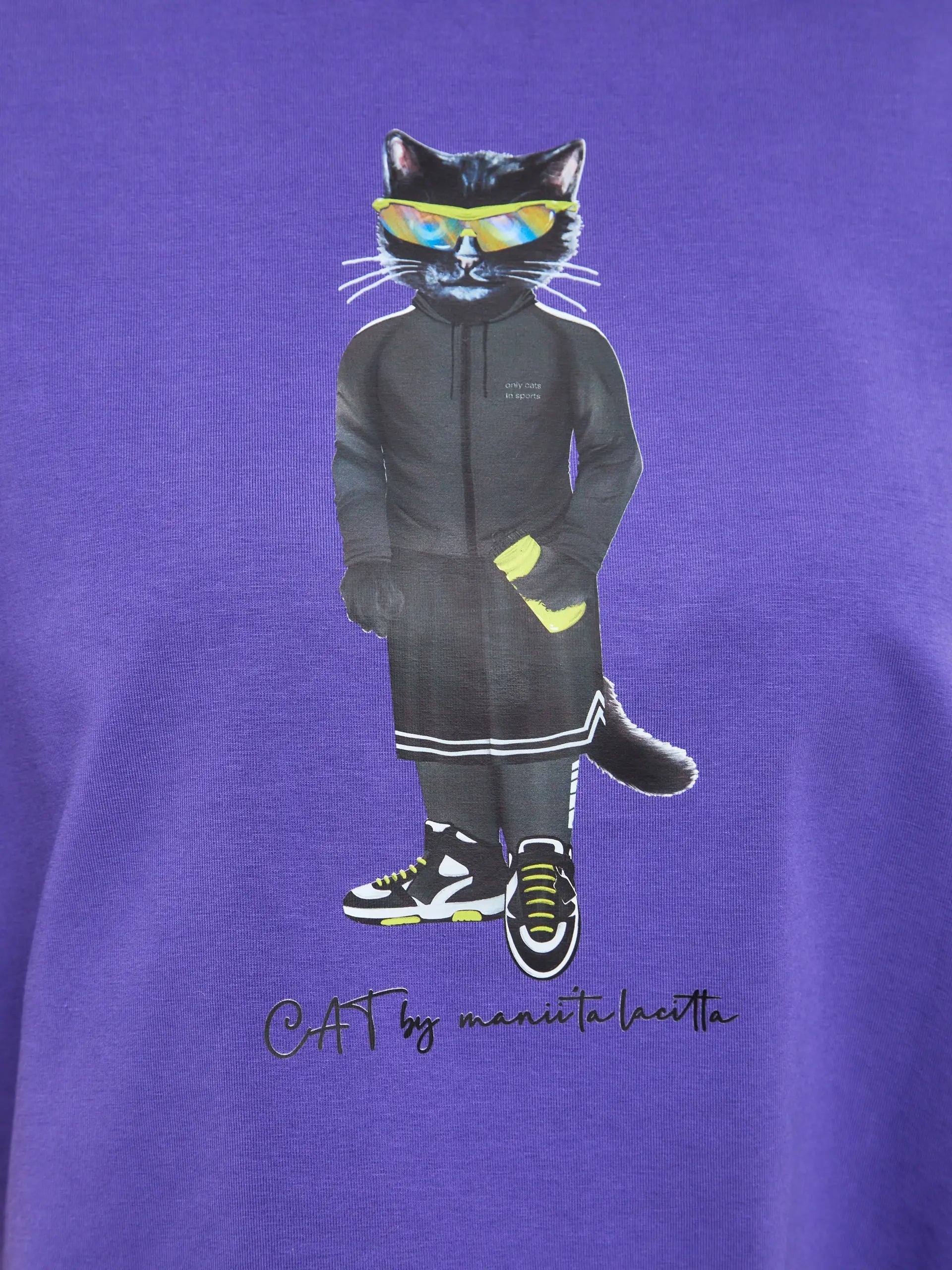 Purple Short Oversized T-shirt Sport Cat | T-shirt For Cat Lovers