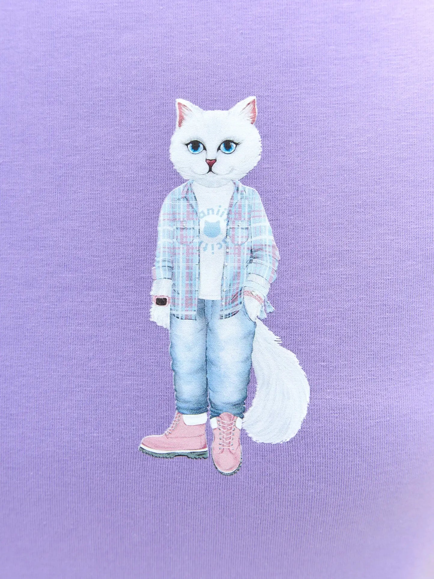 Purple T-shirt Country White Cat | T-shirt For Cat Lovers | Cat e