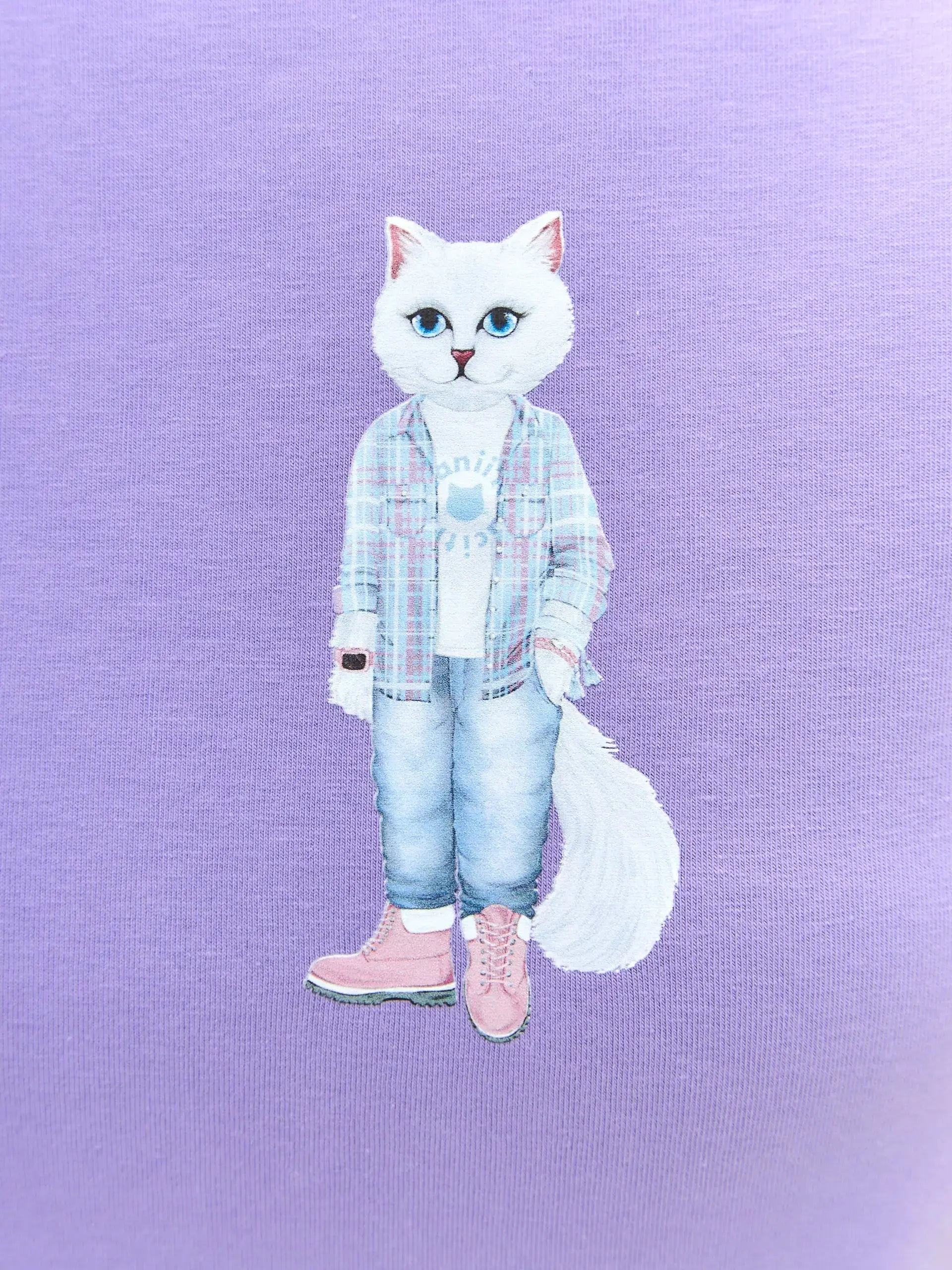 Purple T-shirt Country White Cat | T-shirt For Cat Lovers | Cat e