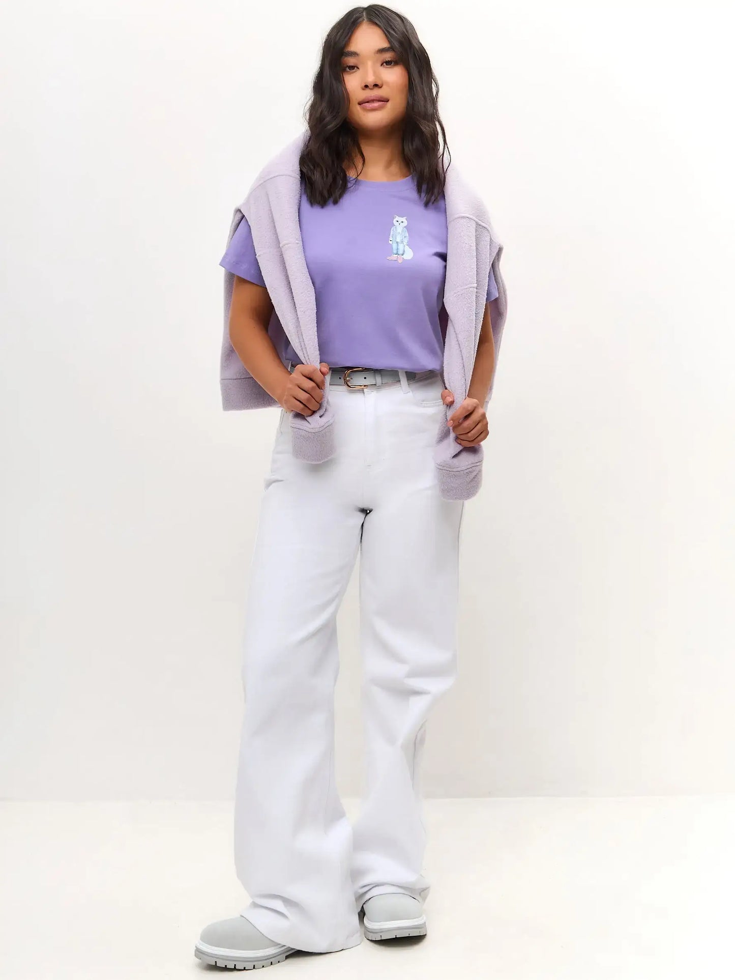 Purple T-shirt Country White Cat | T-shirt For Cat Lovers | Cat e