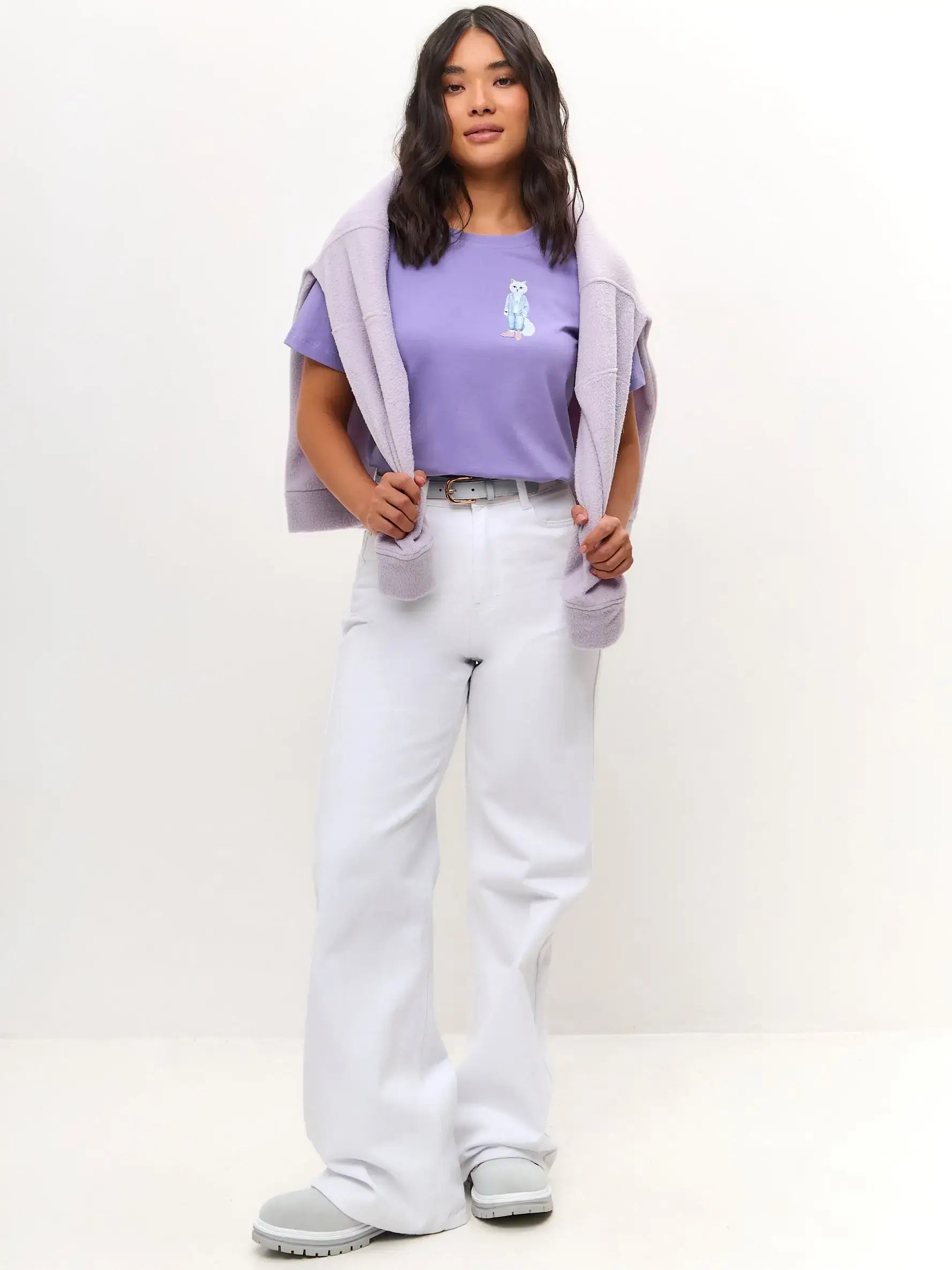 Purple T-shirt Country White Cat | T-shirt For Cat Lovers | Cat e
