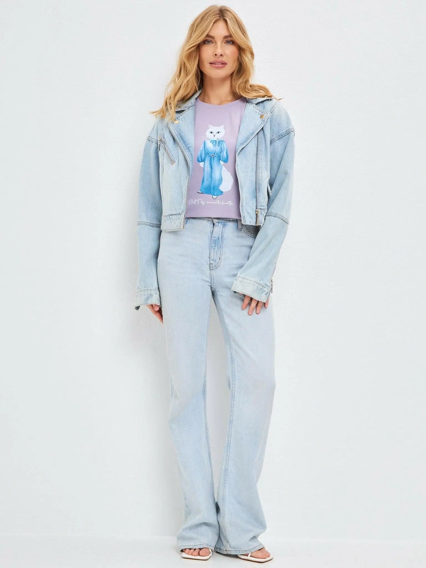 Purple T-shirt Denim Cat | T-shirt For Cat Lovers | Cat e Lolette