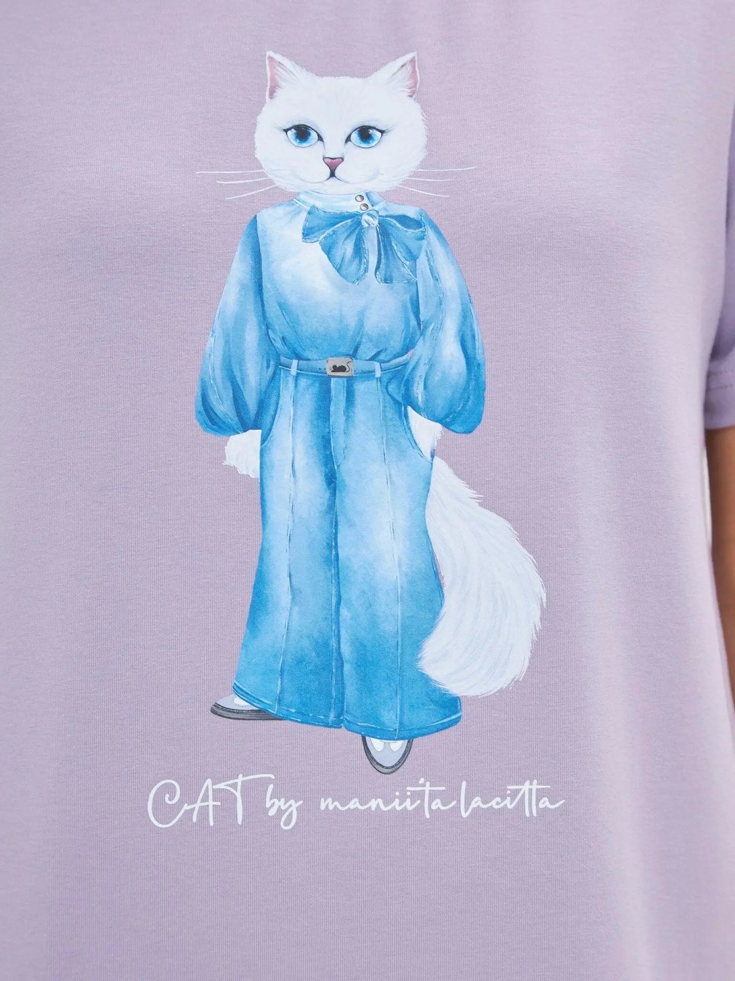 Purple T-shirt Denim Cat | T-shirt For Cat Lovers | Cat e Lolette