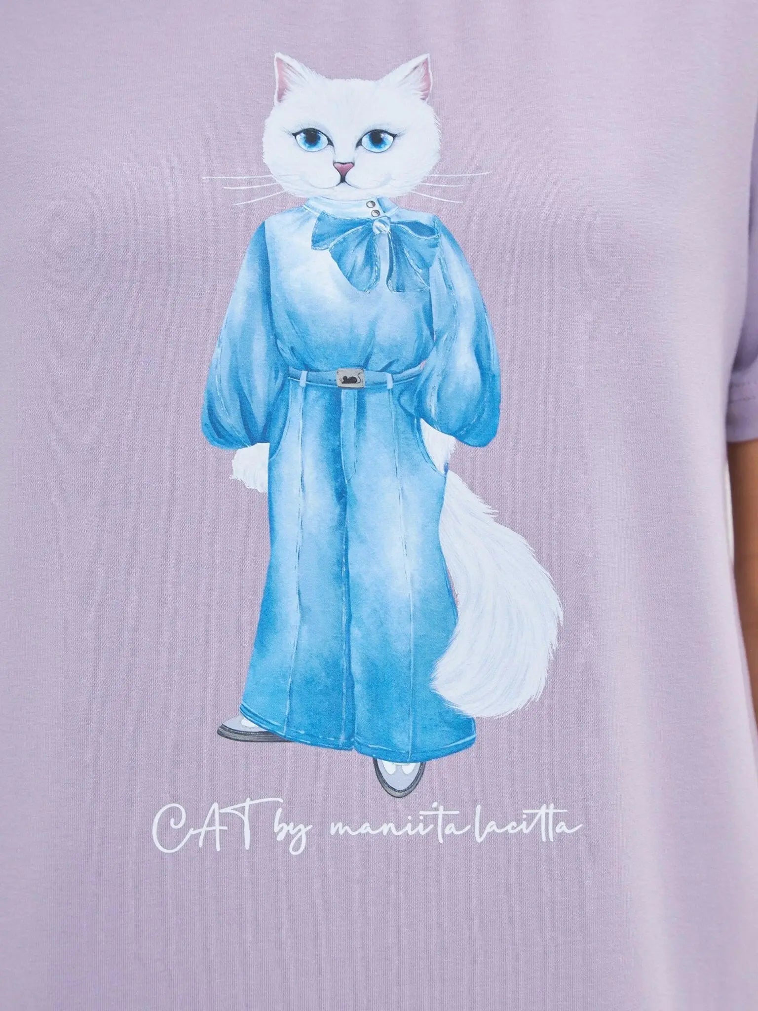Purple T-shirt Denim Cat | T-shirt For Cat Lovers | Cat e Lolette