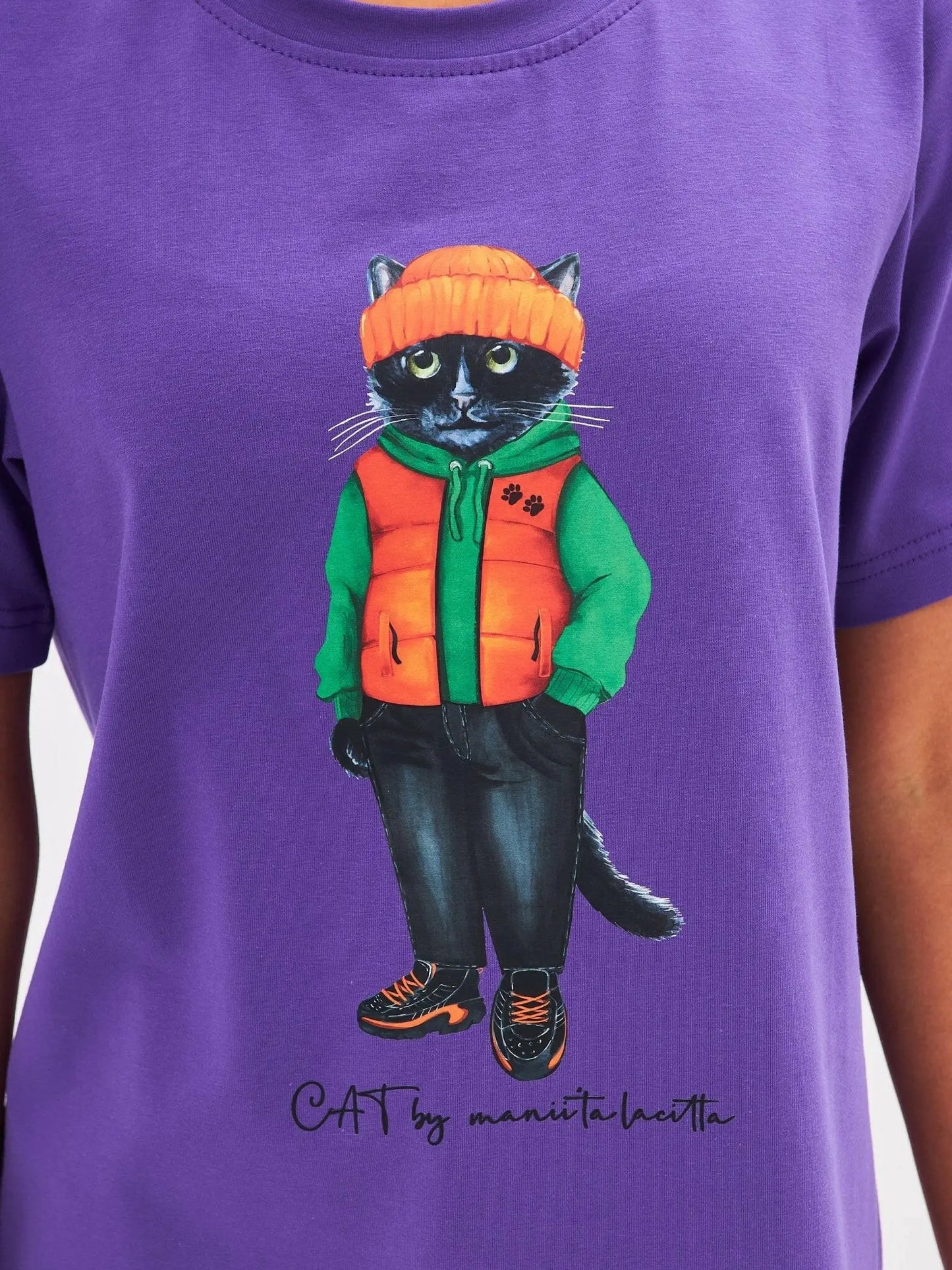 Purple T-shirt Hoodie Cat | T-shirt For Cat Lovers | Cat e Lolette