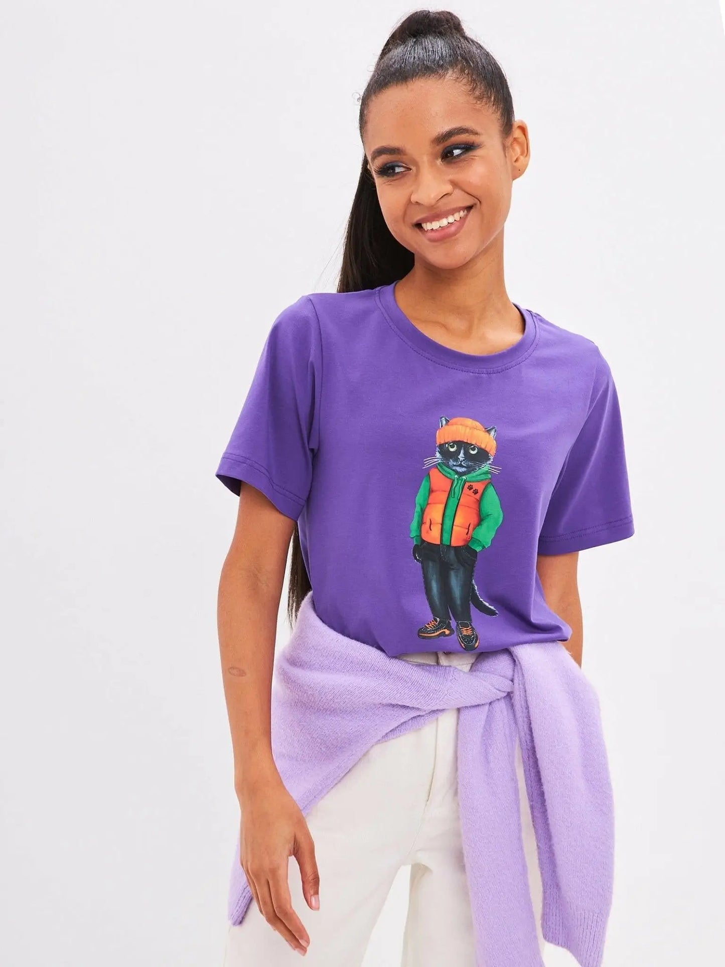 Purple T-shirt Hoodie Cat | T-shirt For Cat Lovers | Cat e Lolette