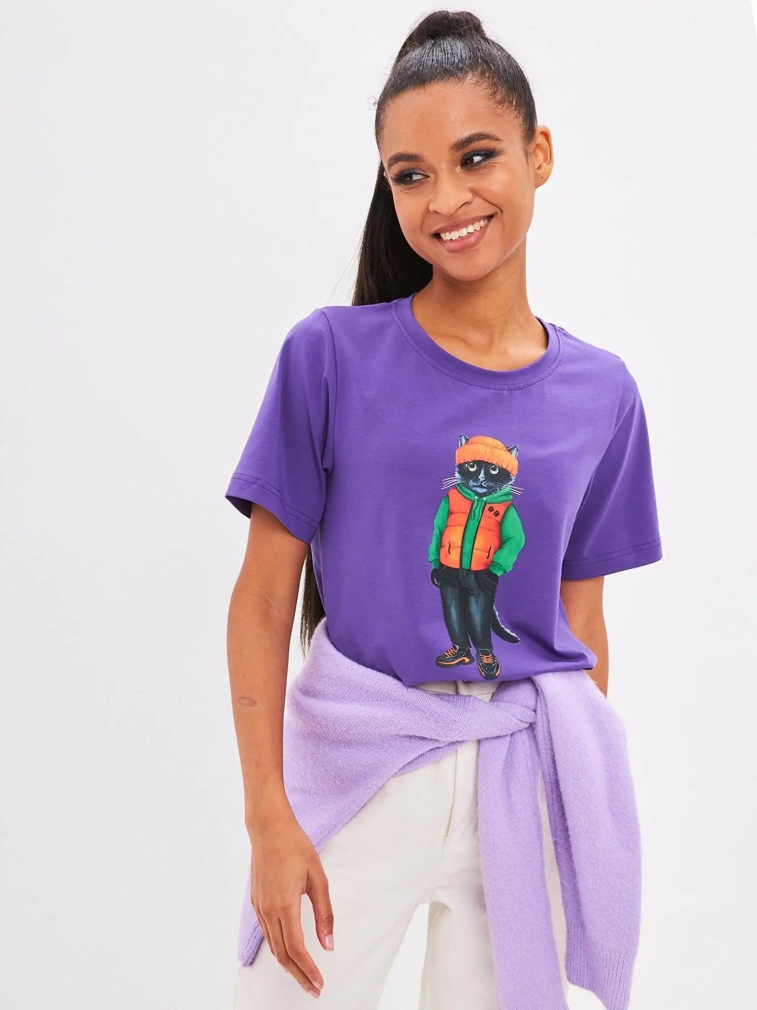 Purple T-shirt Hoodie Cat | T-shirt For Cat Lovers | Cat e Lolette