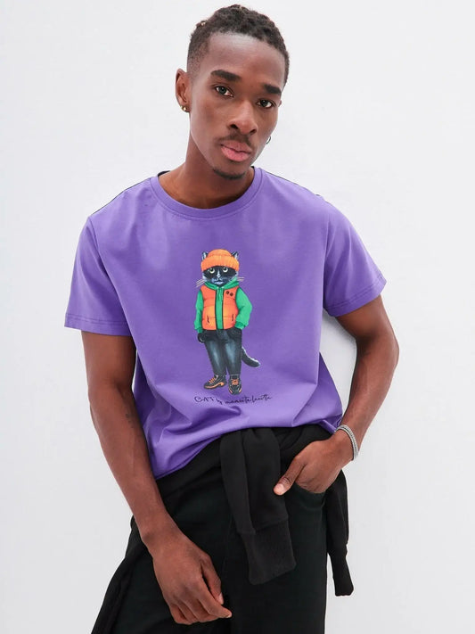 Purple T-shirt Hoodie Cat | T-shirt For Cat Lovers | Cat e Lolette