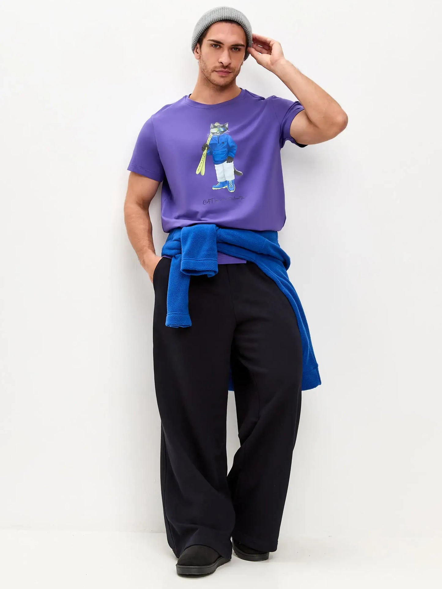 Purple T-shirt Ski Cat | T-shirt For Cat Lovers | Cat e Lolette
