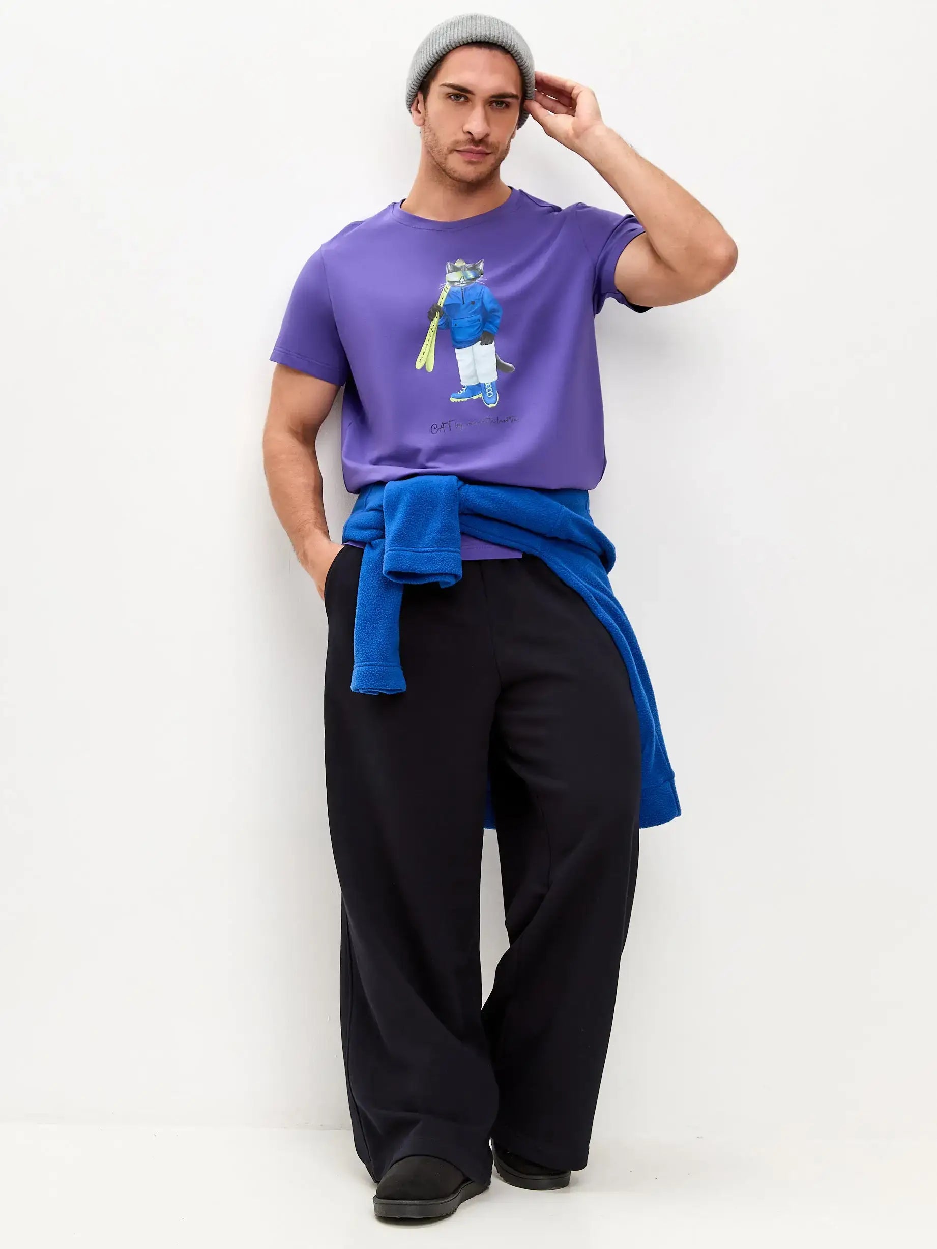 Purple T-shirt Ski Cat | T-shirt For Cat Lovers | Cat e Lolette